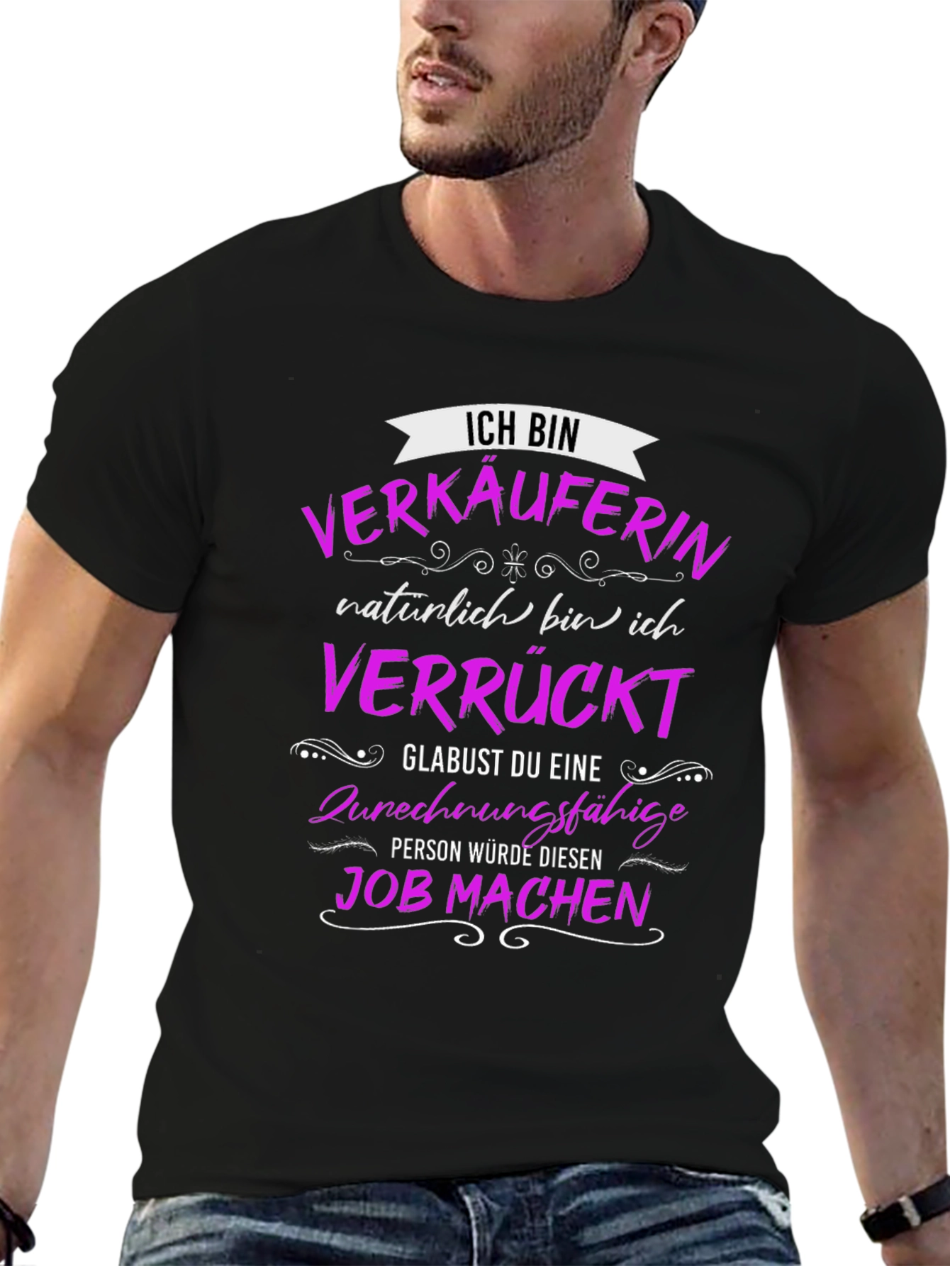 Black Funny "Verkäuferin" T-Shirt - Saleswoman Gift Idea view 6