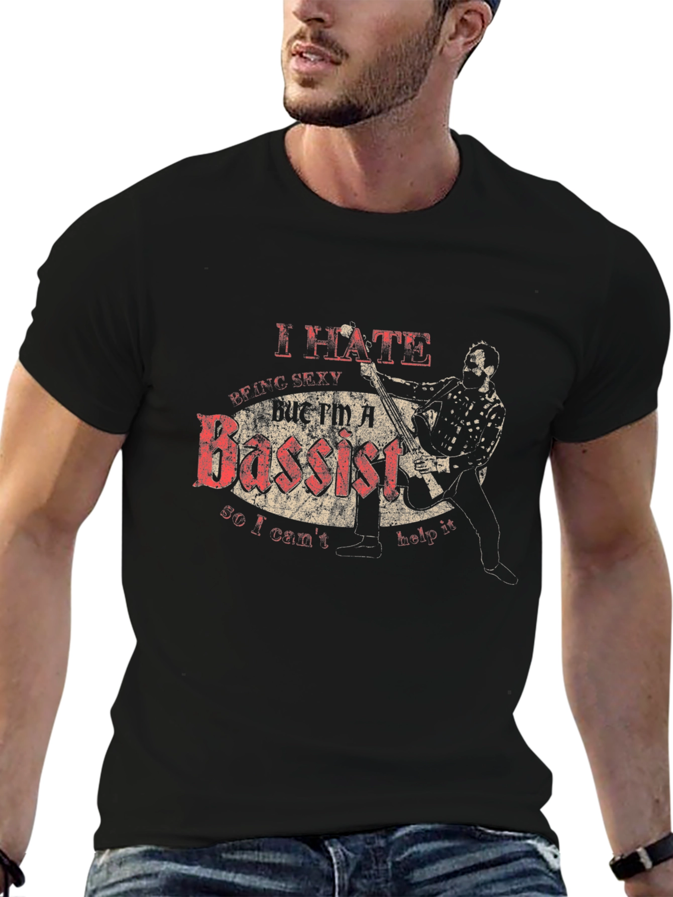 Black I Hate Being Sexy Bassist T-Shirt  view 6