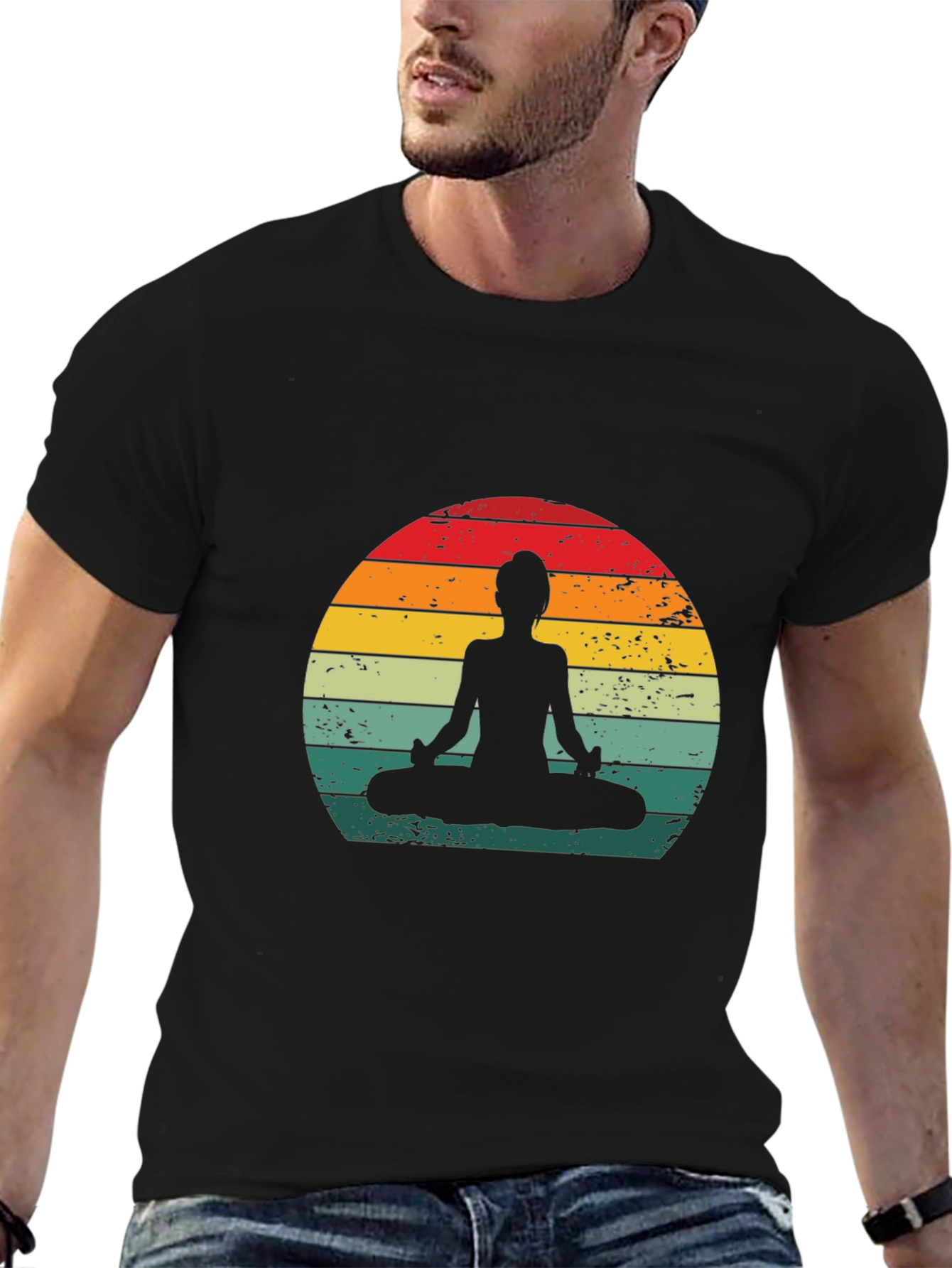 Black Retro Yoga Silhouette T-Shirt view 6