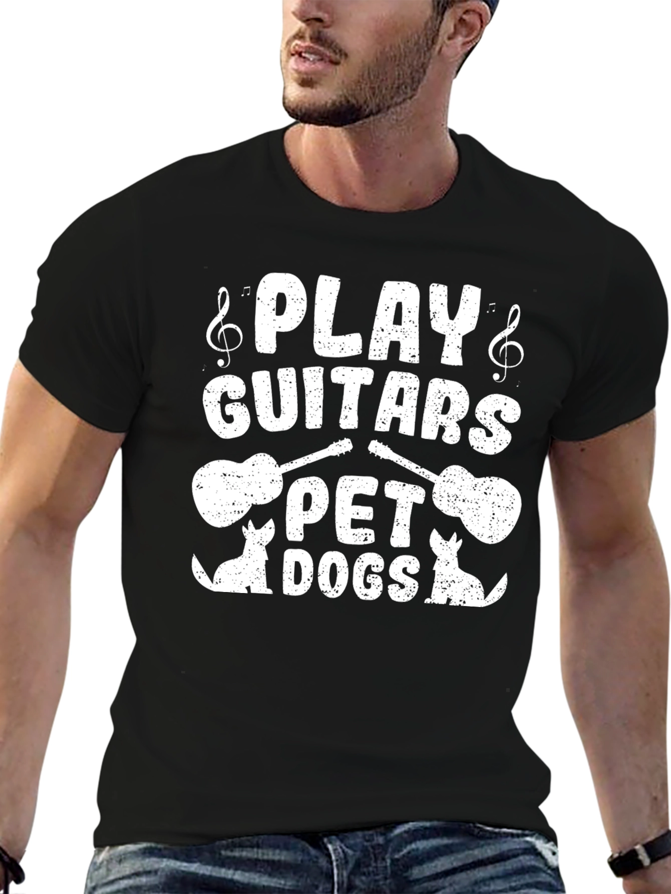 Black Play Guitars Pet Dogs T-Shirt view 6