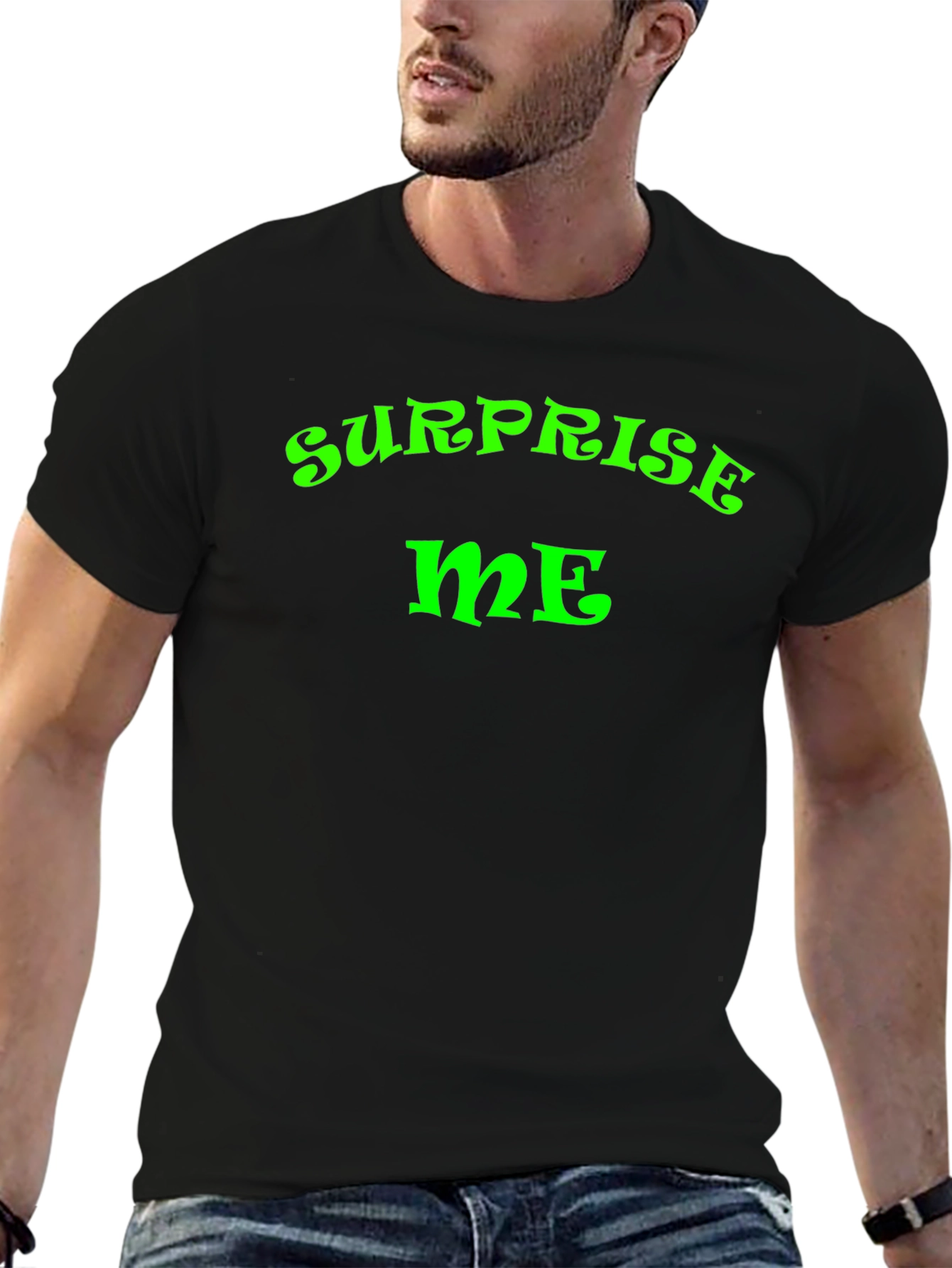 Black Surprise Me Graphic T-Shirt - Fun Casual Wear view 6