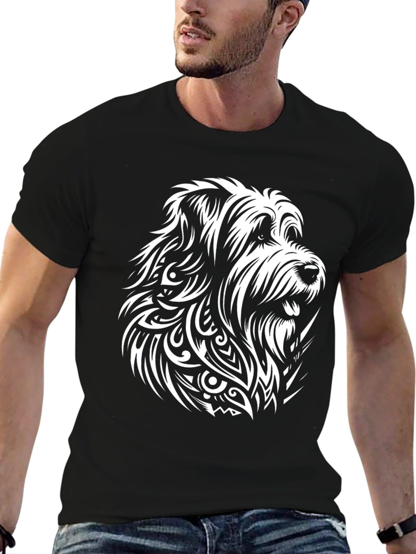 Black Dog Tribal Art Black T-Shirt view 6