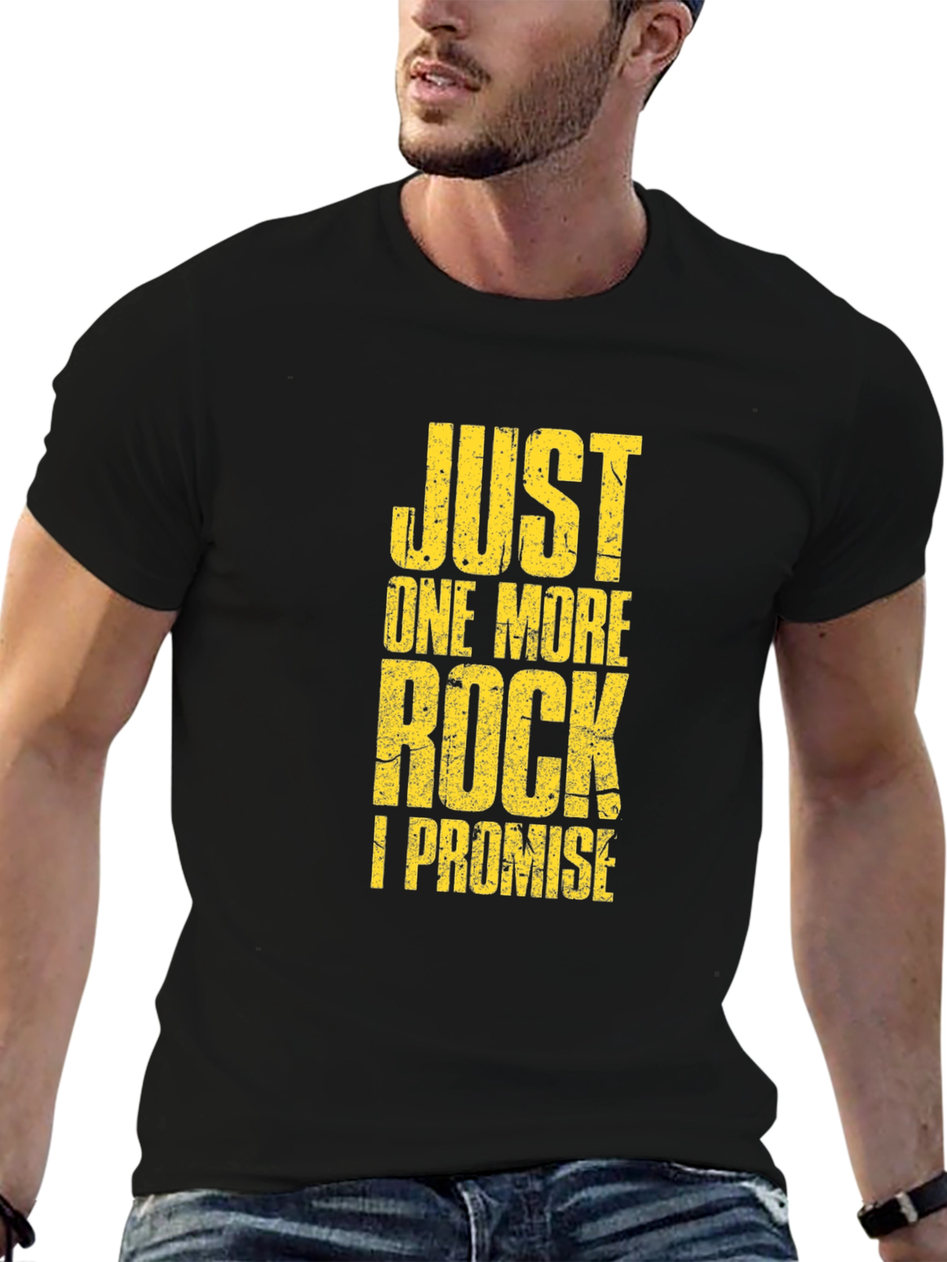 Black Just One More Rock T-Shirt - Funny Geology Tee view 6