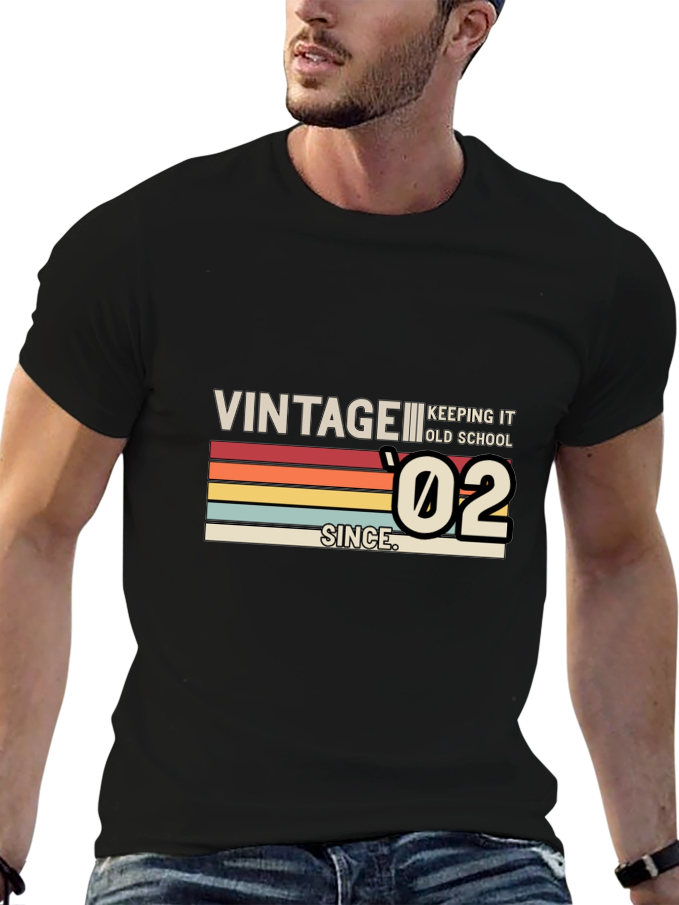 Black Vintage Style '02 Graphic T-Shirt view 6