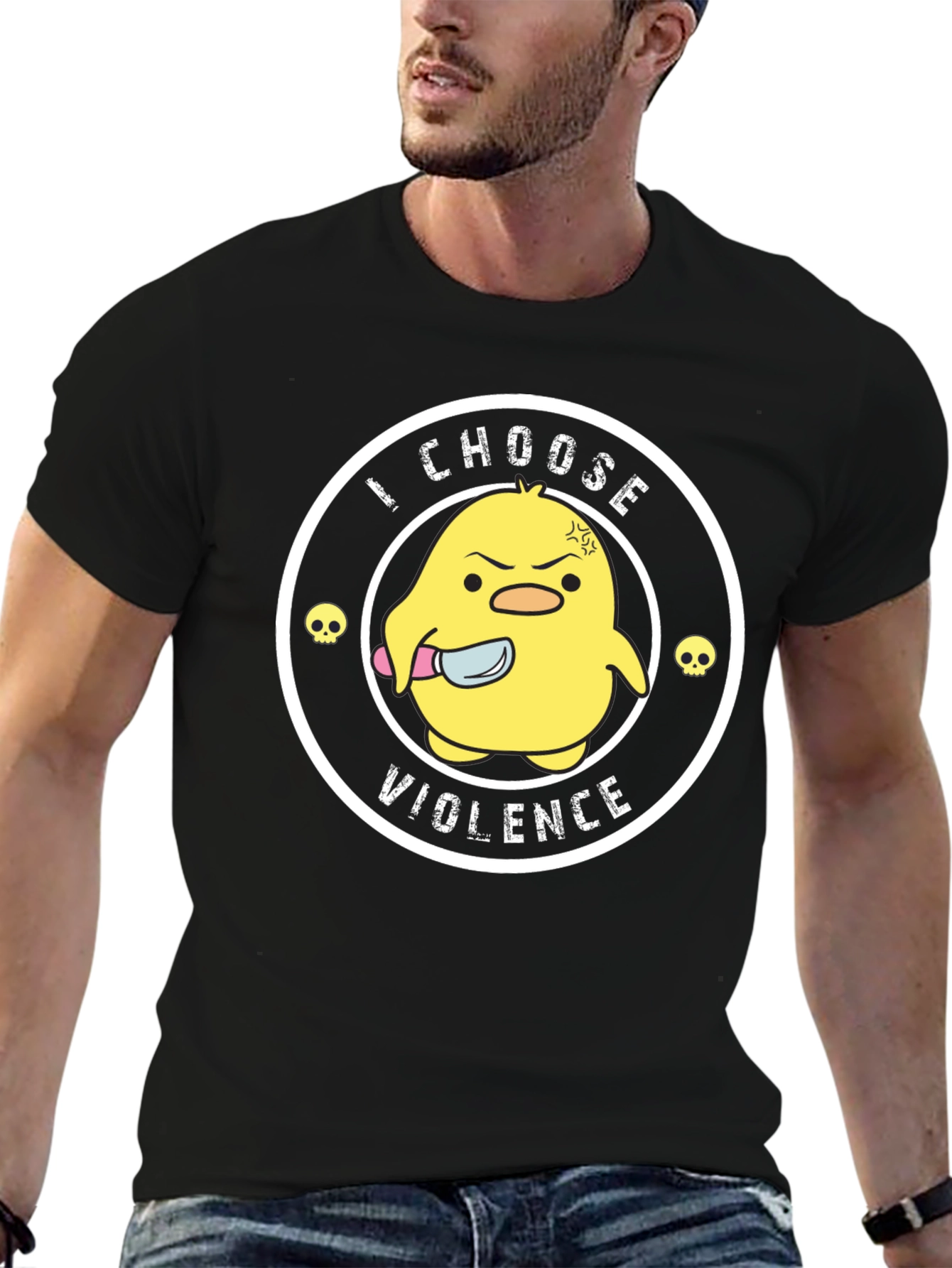 Black I Choose Violence Funny Chick T-Shirt view 6