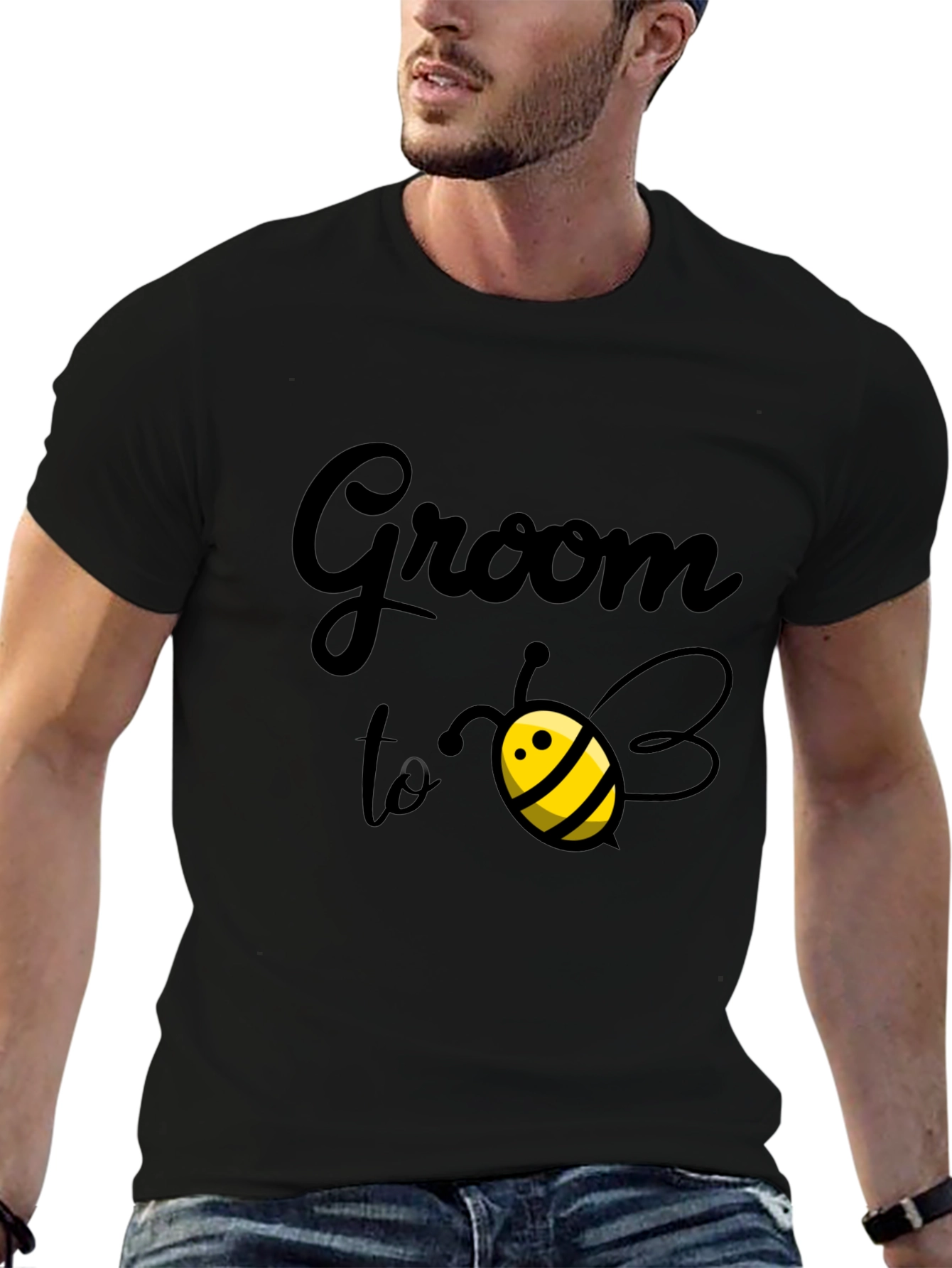 Black Groom to Bee T-Shirt - Black Cotton Blend view 6