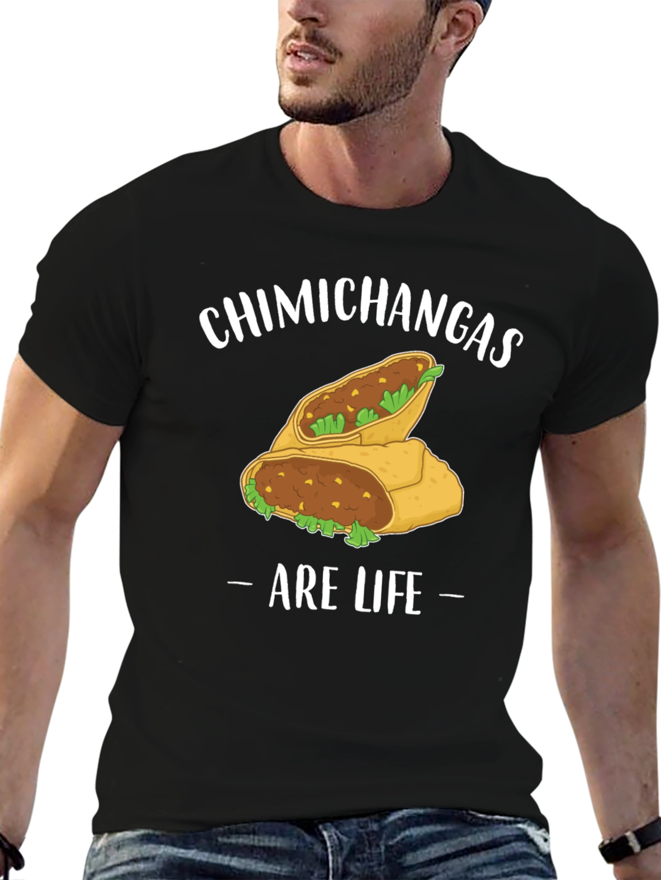 Black Chimichangas Are Life Graphic T-Shirt view 6