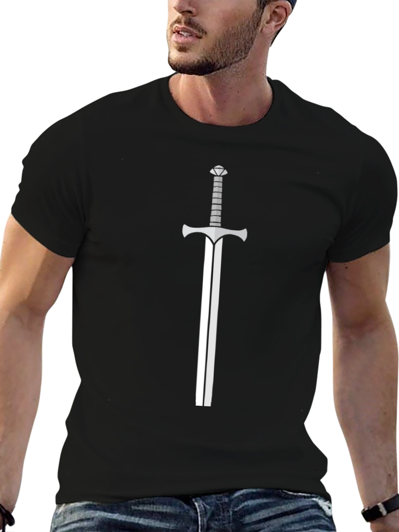 Black Sword Graphic Tee - Black Casual T-Shirt view 6