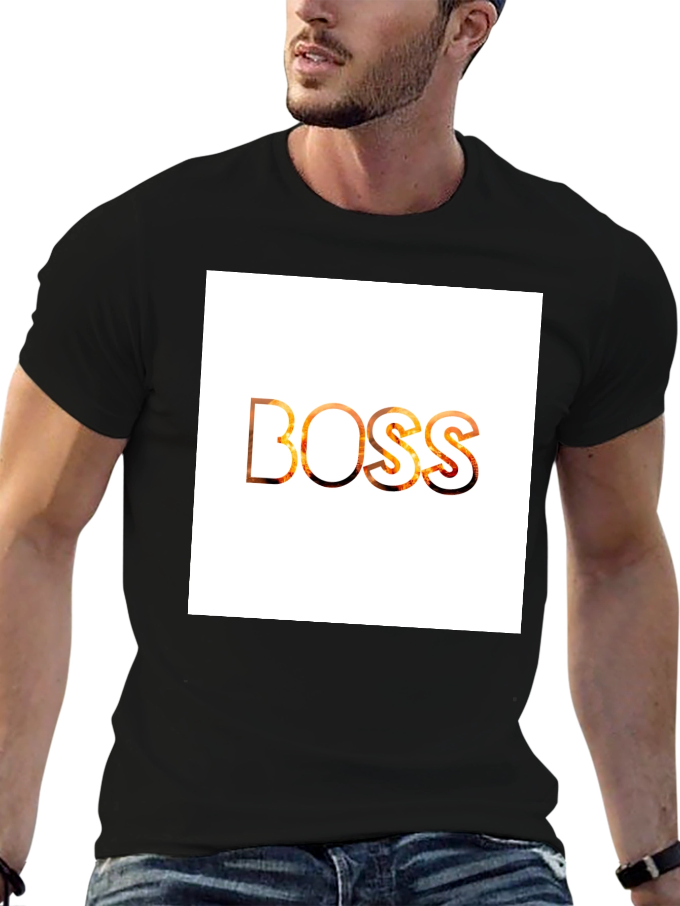 Black Boss Graphic Tee - Modern Men's Black T-Shirt view 6