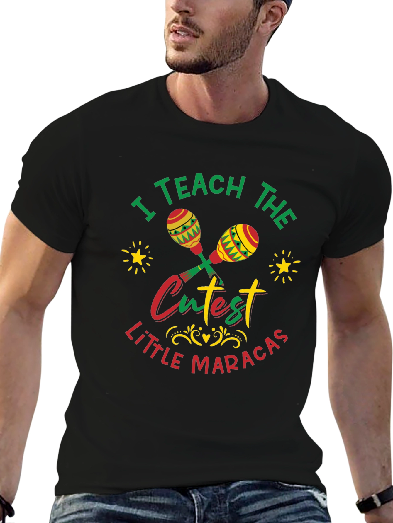 Black Cute Maracas Teacher T-Shirt view 6