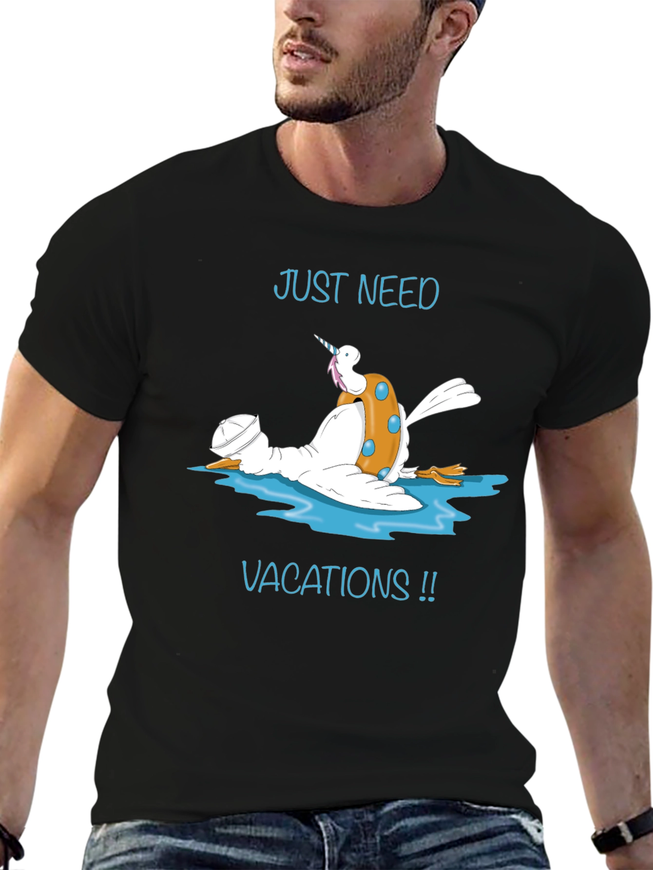 Black Just Need Vacations Duck T-Shirt view 6