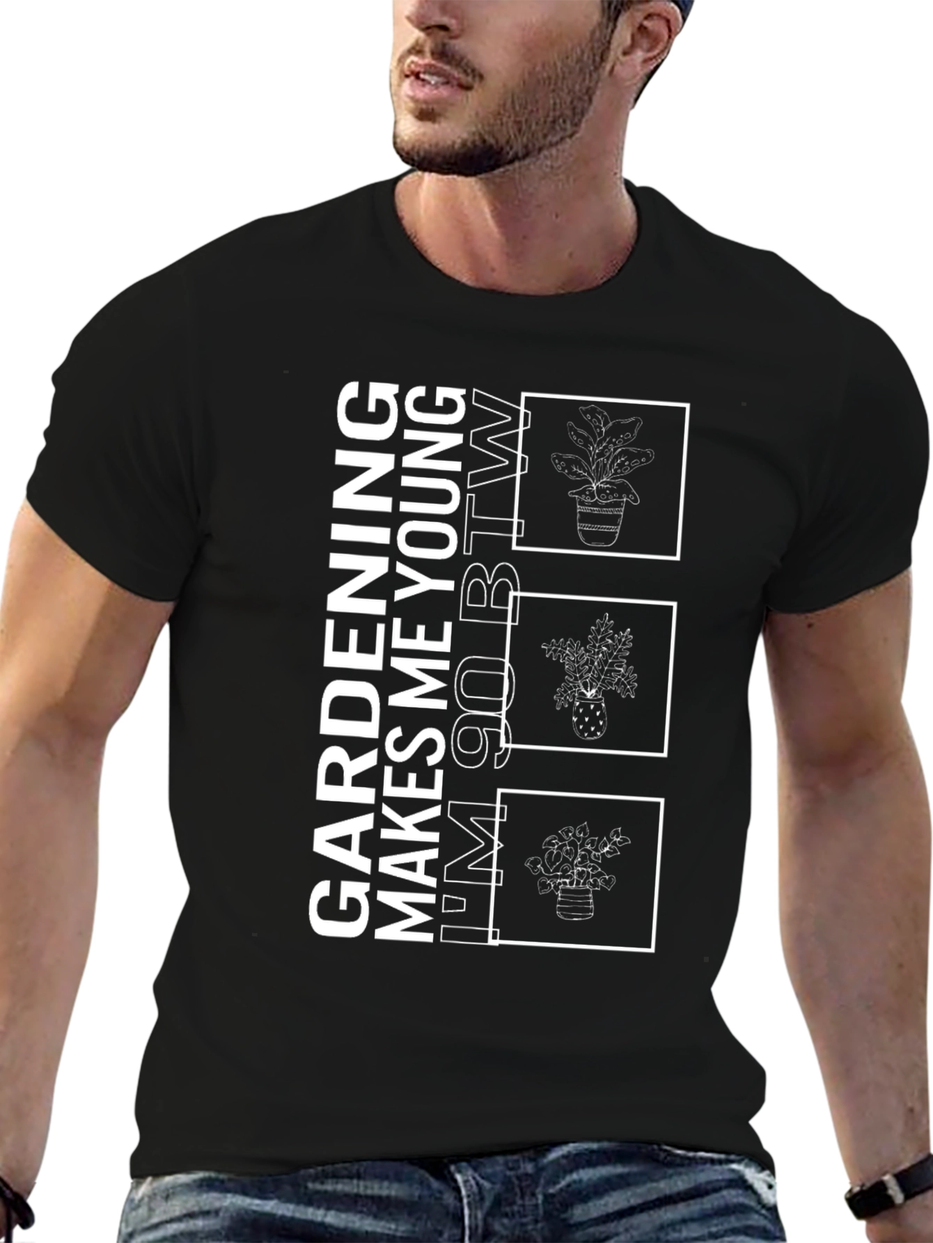 Black Gardening Makes Me Young T-Shirt view 6