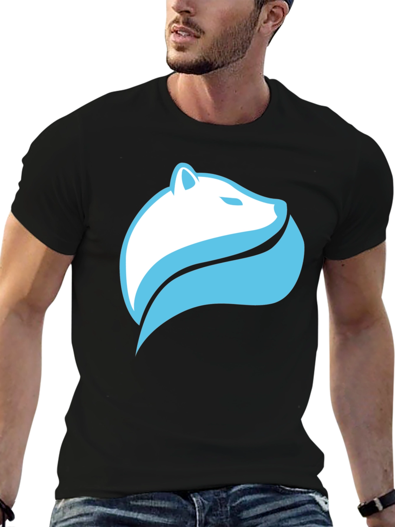 Black Cool Graphic Tee - Stylized Polar Bear Design view 6