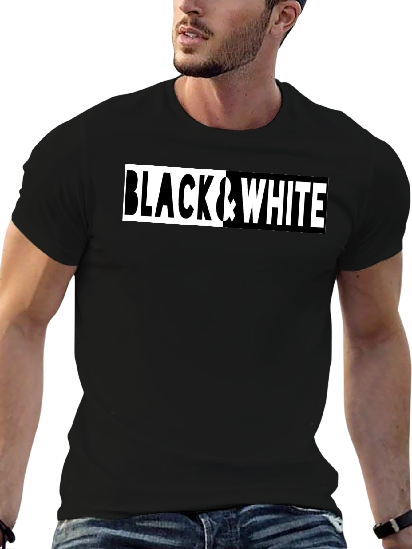 Black Black & White Graphic Tee view 6