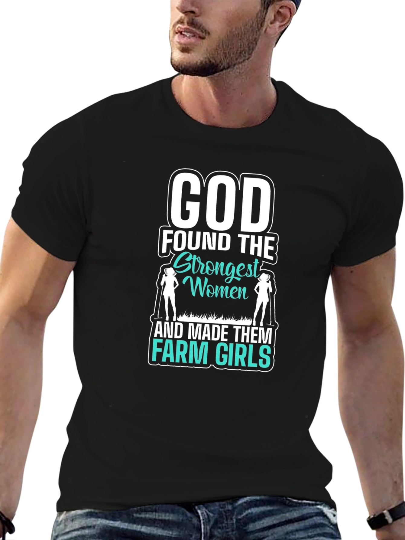 Black God Made Farm Girls T-Shirt view 6