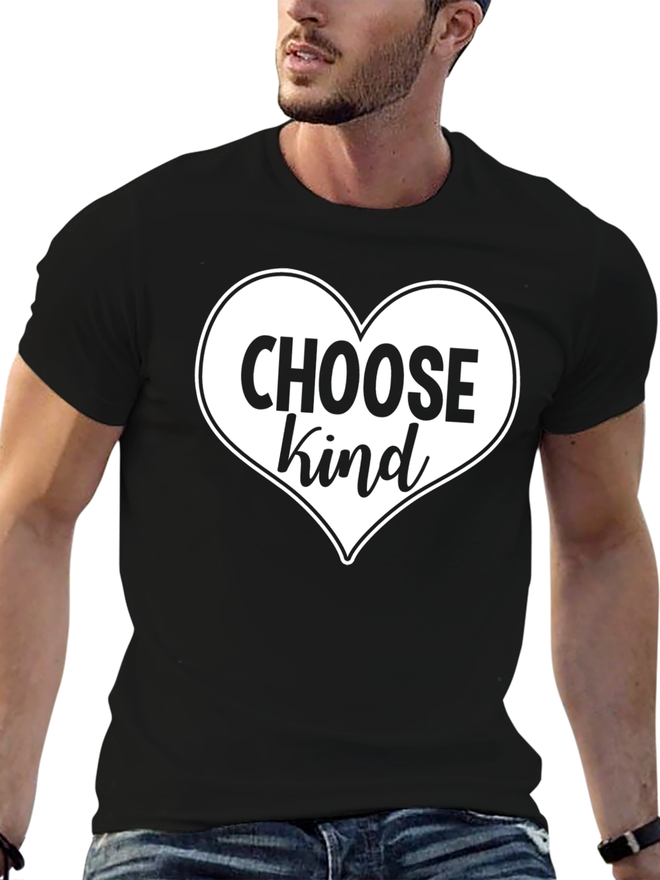 Black Choose Kind Heart Graphic Tee - Soft Cotton Blend view 6
