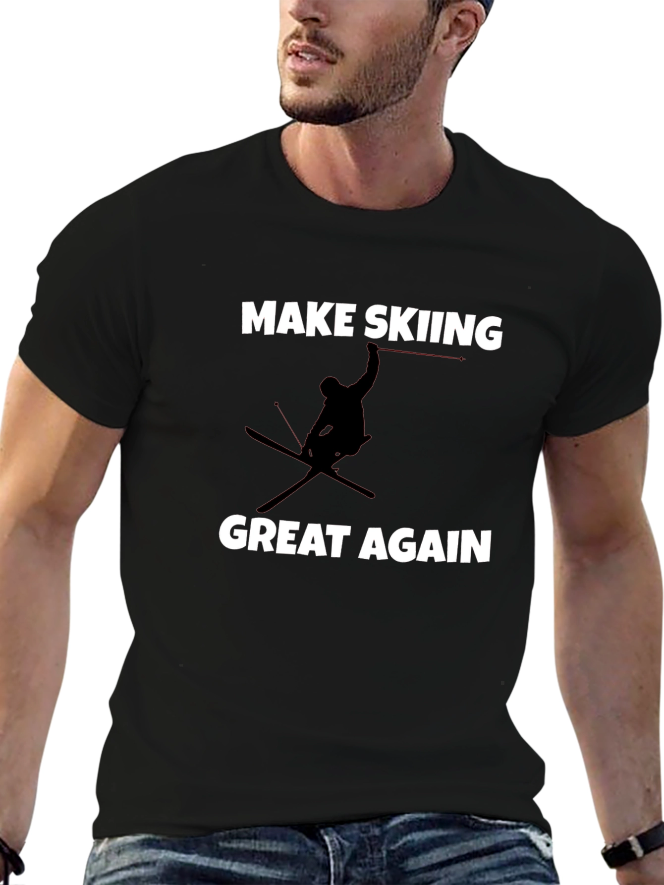 Black Make Skiing Great Again Graphic Tee view 6