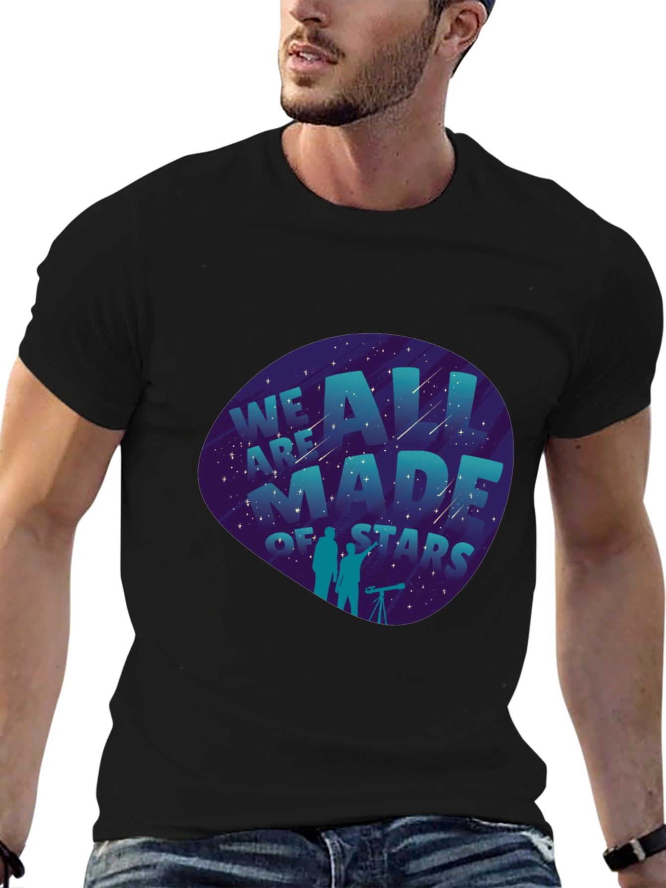 Black We Are All Made of Stars Graphic Tee - Black view 6