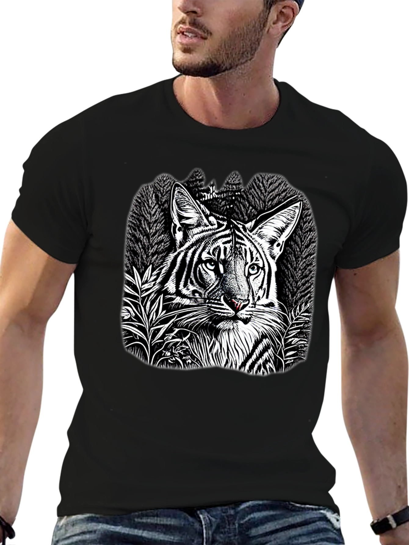 Black Tiger Graphic Black T-Shirt view 6