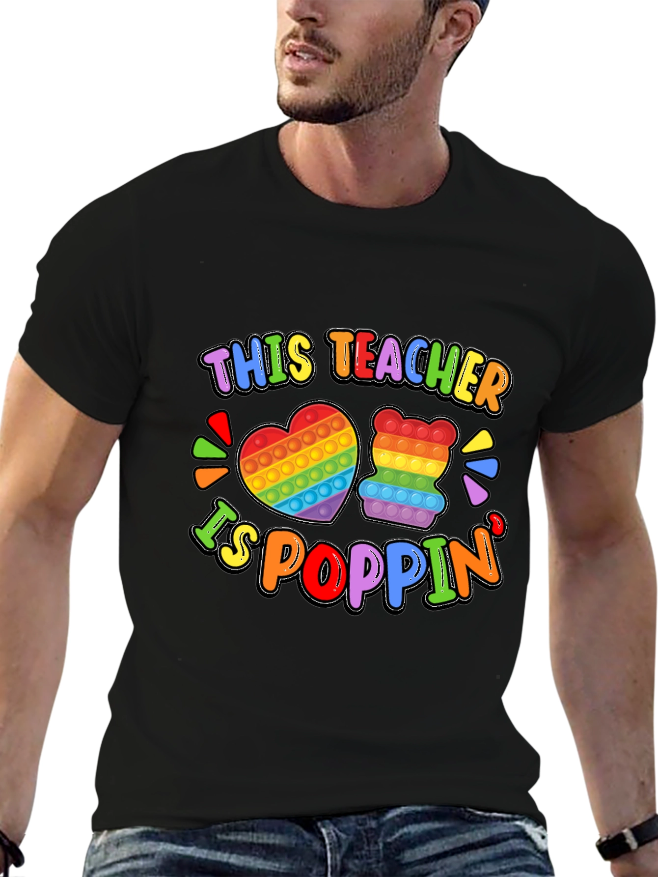 Black This Teacher Is Poppin' Graphic T-Shirt view 6