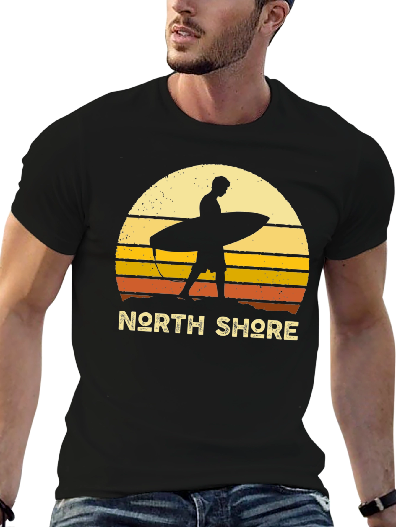 Black North Shore Surfer Sunset Graphic Tee - Black view 6