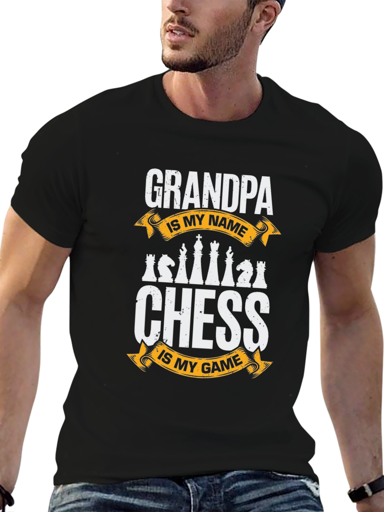 Black Grandpa Chess T-Shirt: Is My Name Is My Game view 6