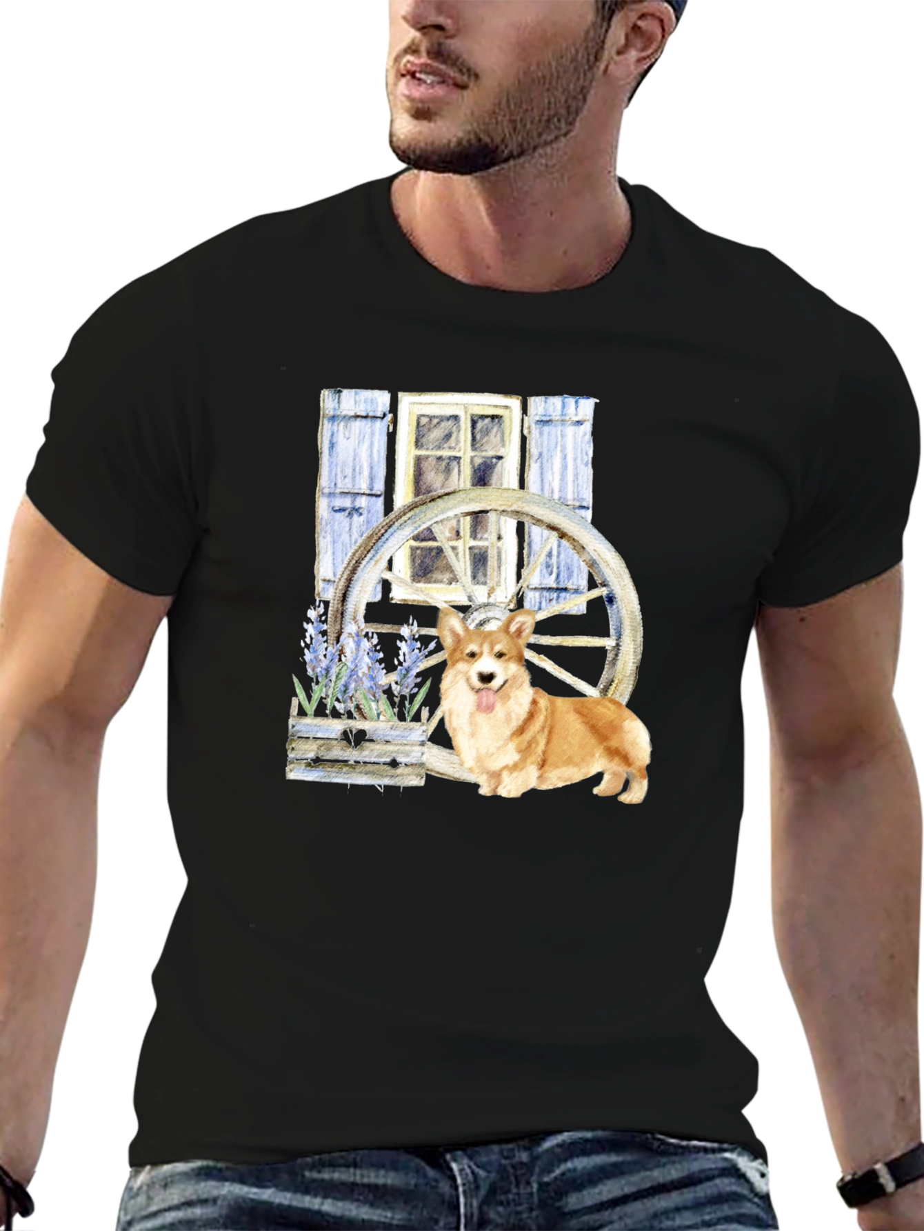 Black Corgi Wheel Window Tee view 6