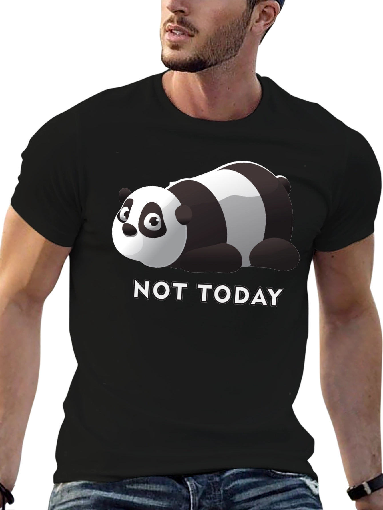 Black Lazy Panda 'Not Today' Graphic Tee view 6