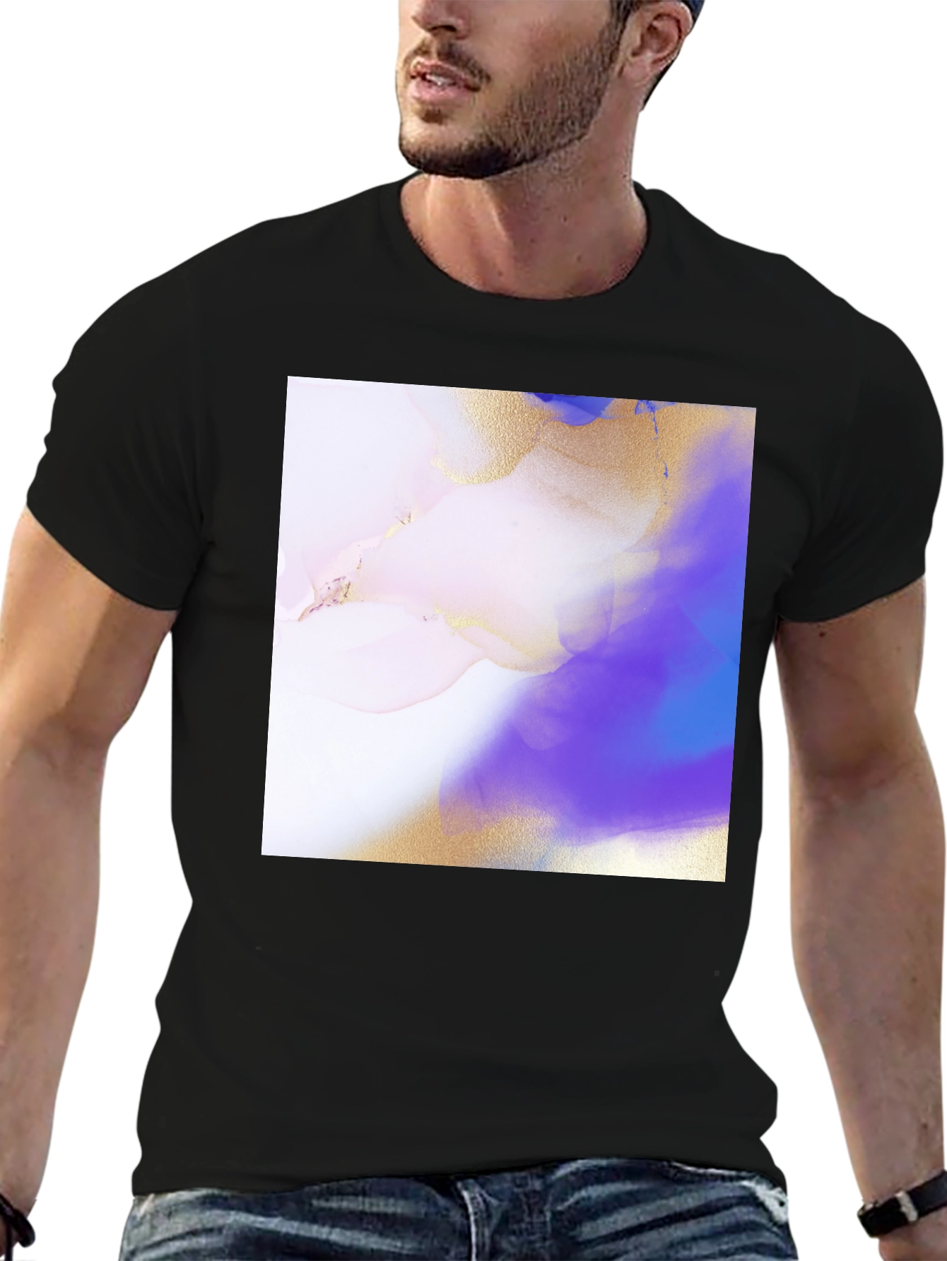 Black Abstract Art Black T-Shirt - Unique Design view 6