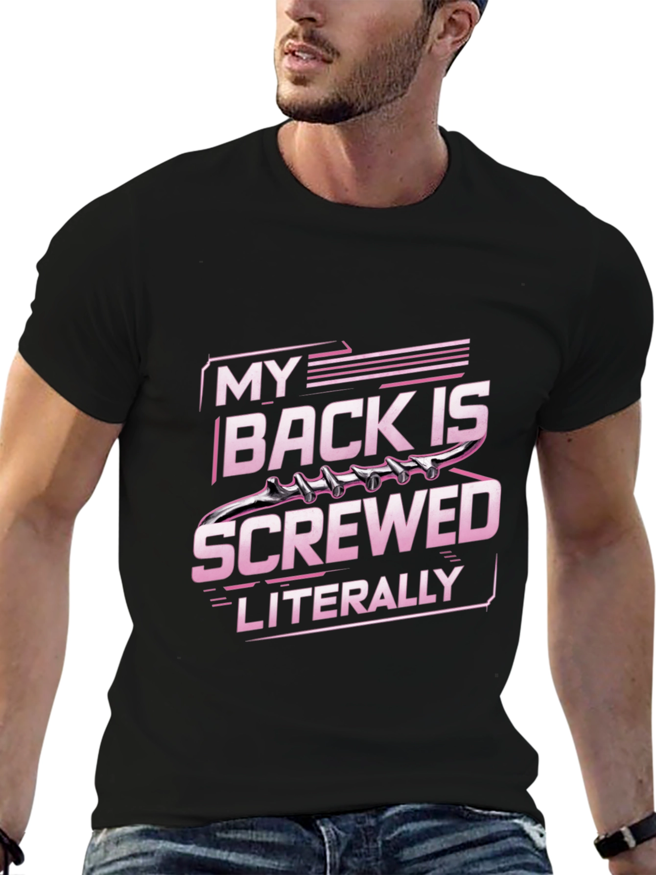 Black My Back is Screwed T-Shirt - Literally view 6