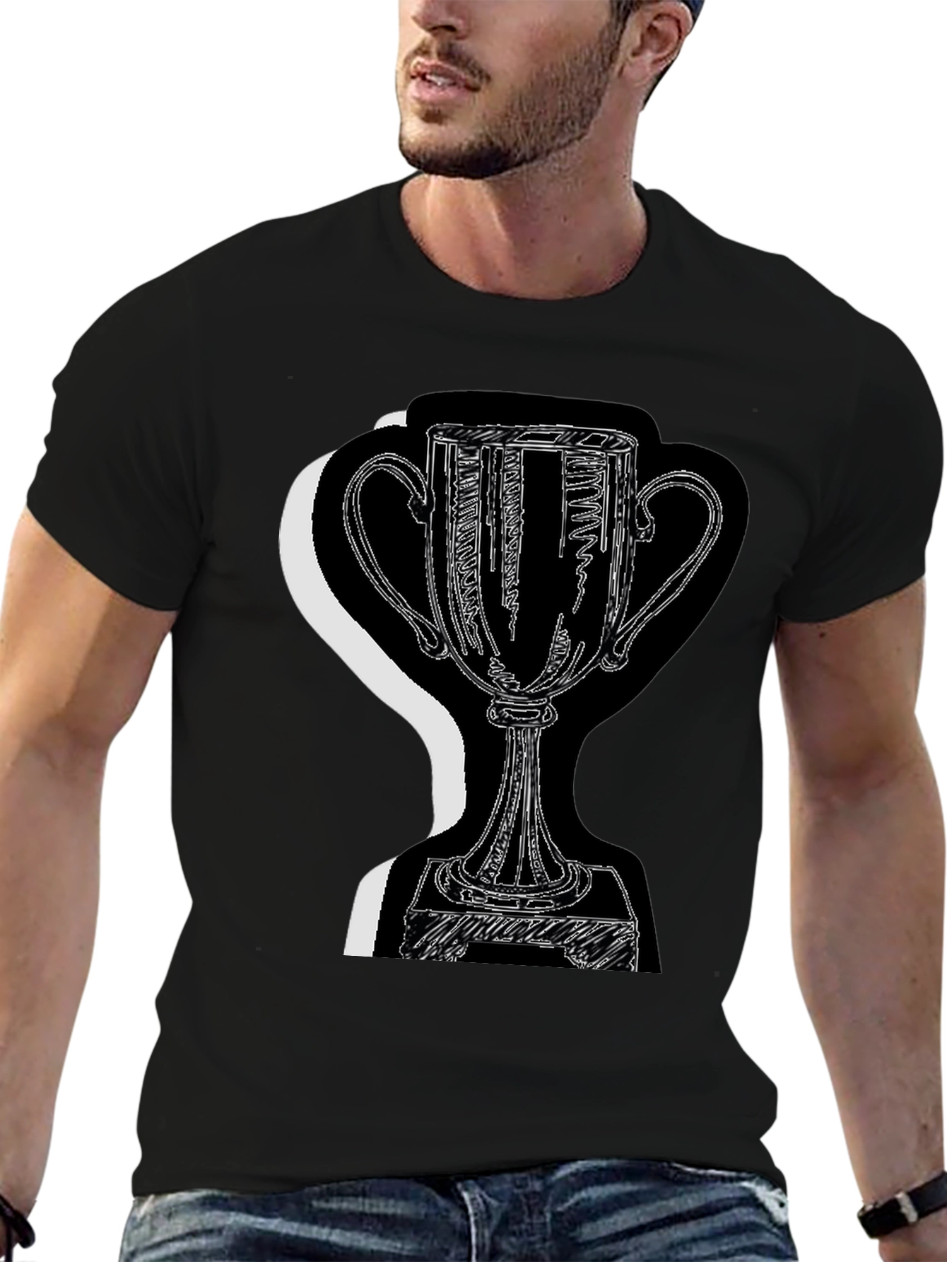 Black Trophy Graphic Tee - Black Cotton Blend view 6