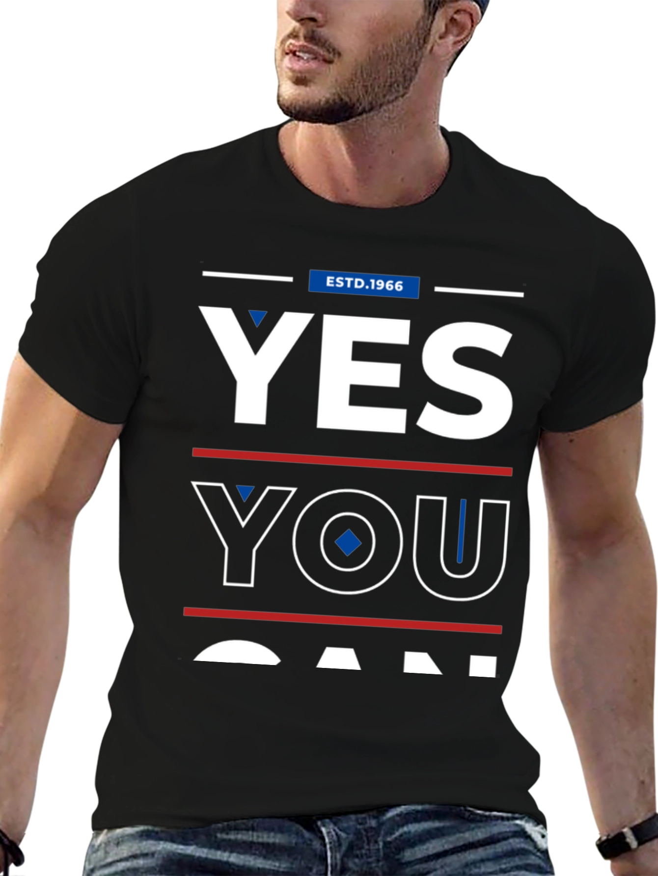 Black Yes You Can Graphic Tee - Est. 1966 - Mens T-Shirt view 6