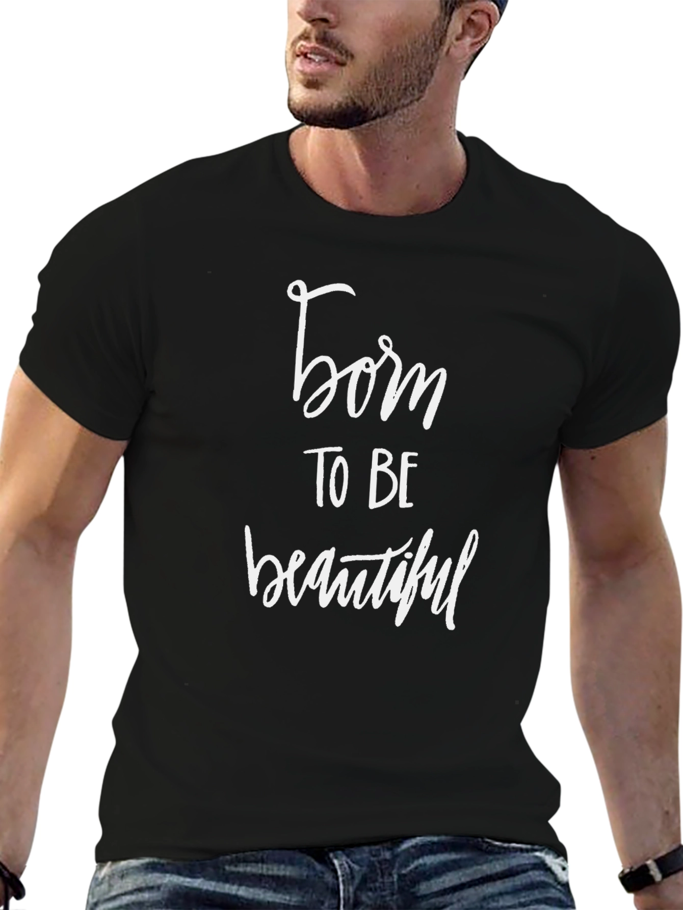 Black Born To Be Beautiful Graphic Tee view 6