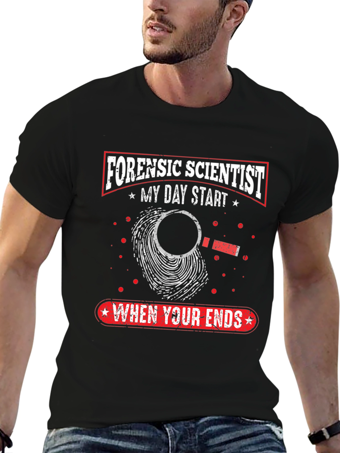 Black Forensic Scientist T-Shirt - Crime Scene Investigator view 6