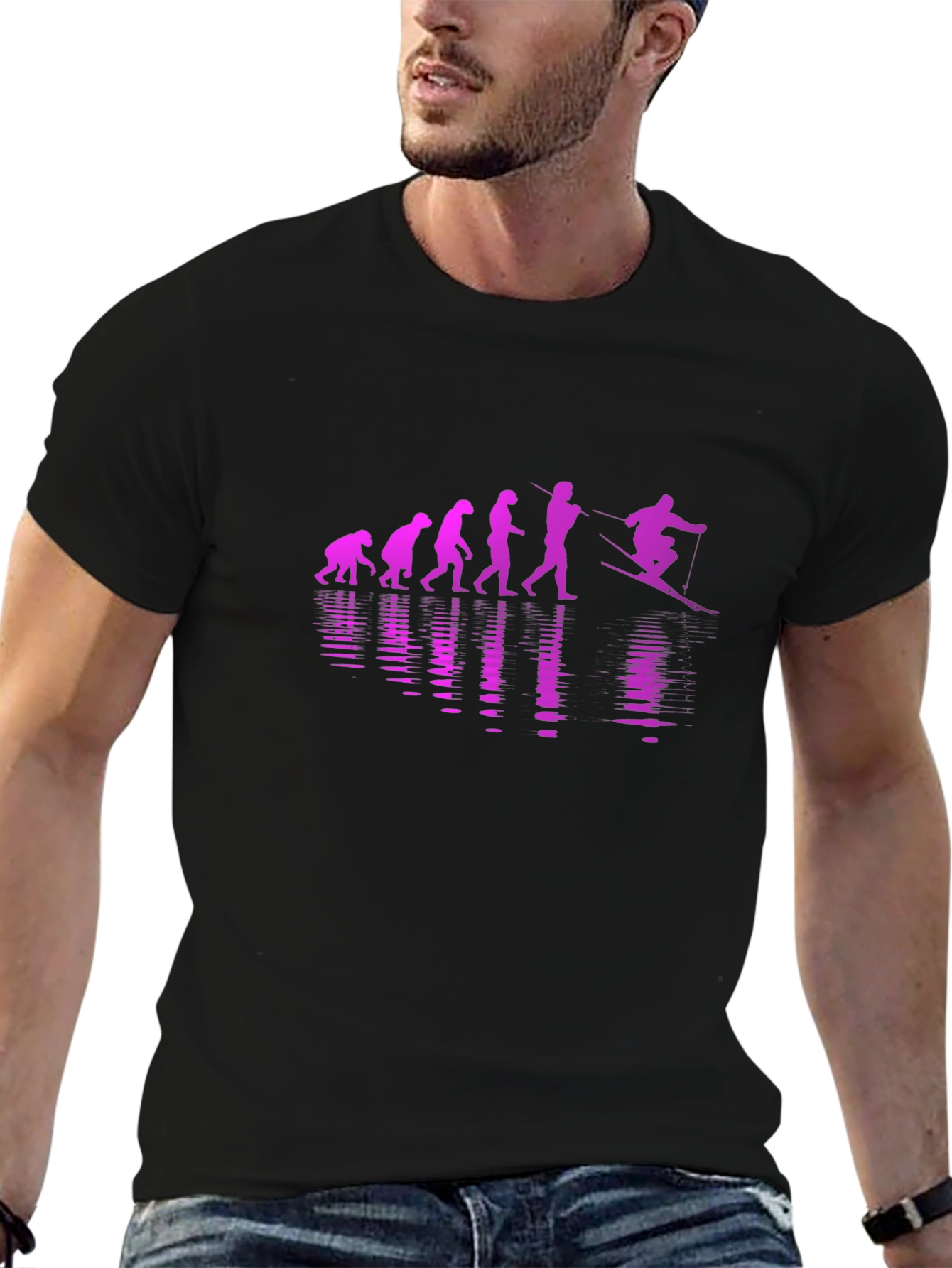 Black Skiing Evolution Black T-Shirt view 6