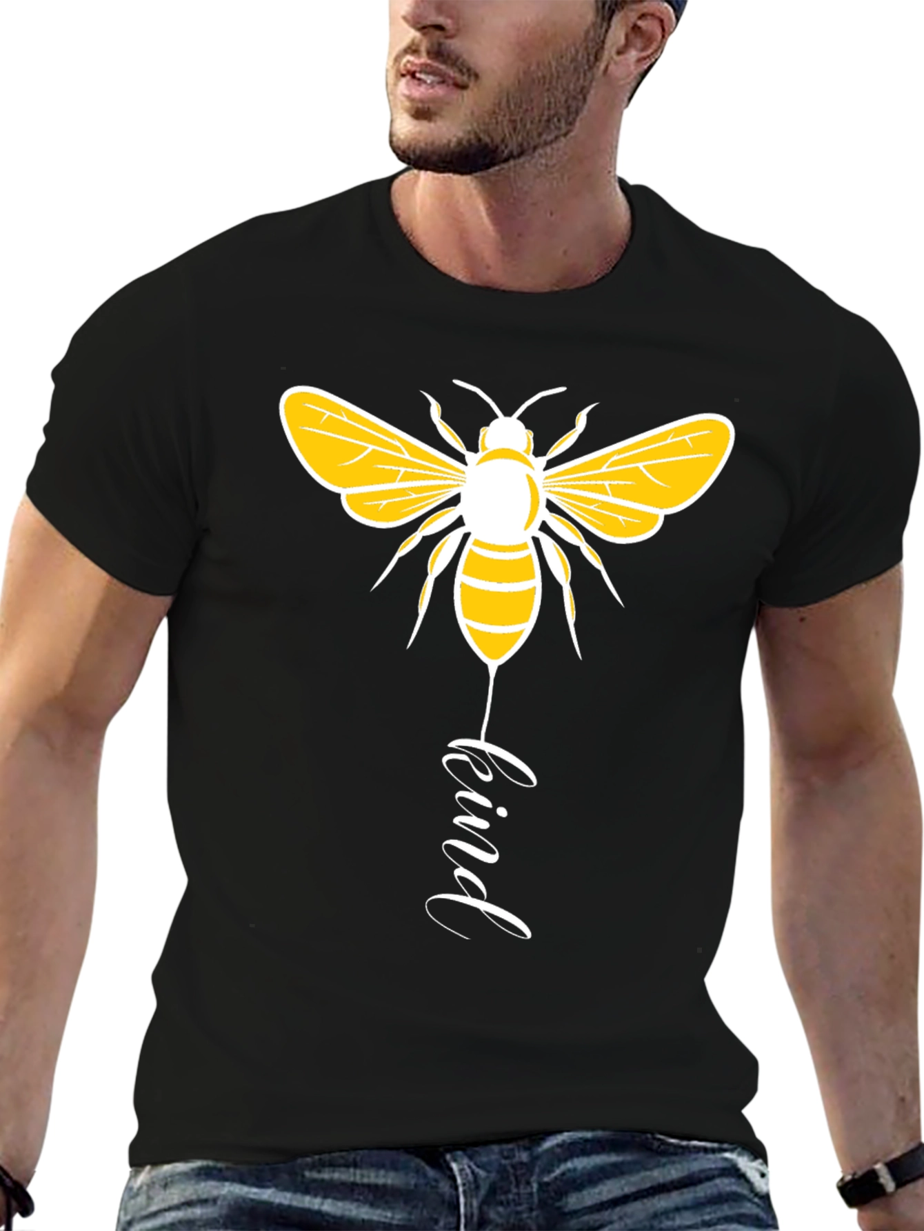 Black Bee Kind Graphic Tee - Trendy Black Shirt view 6