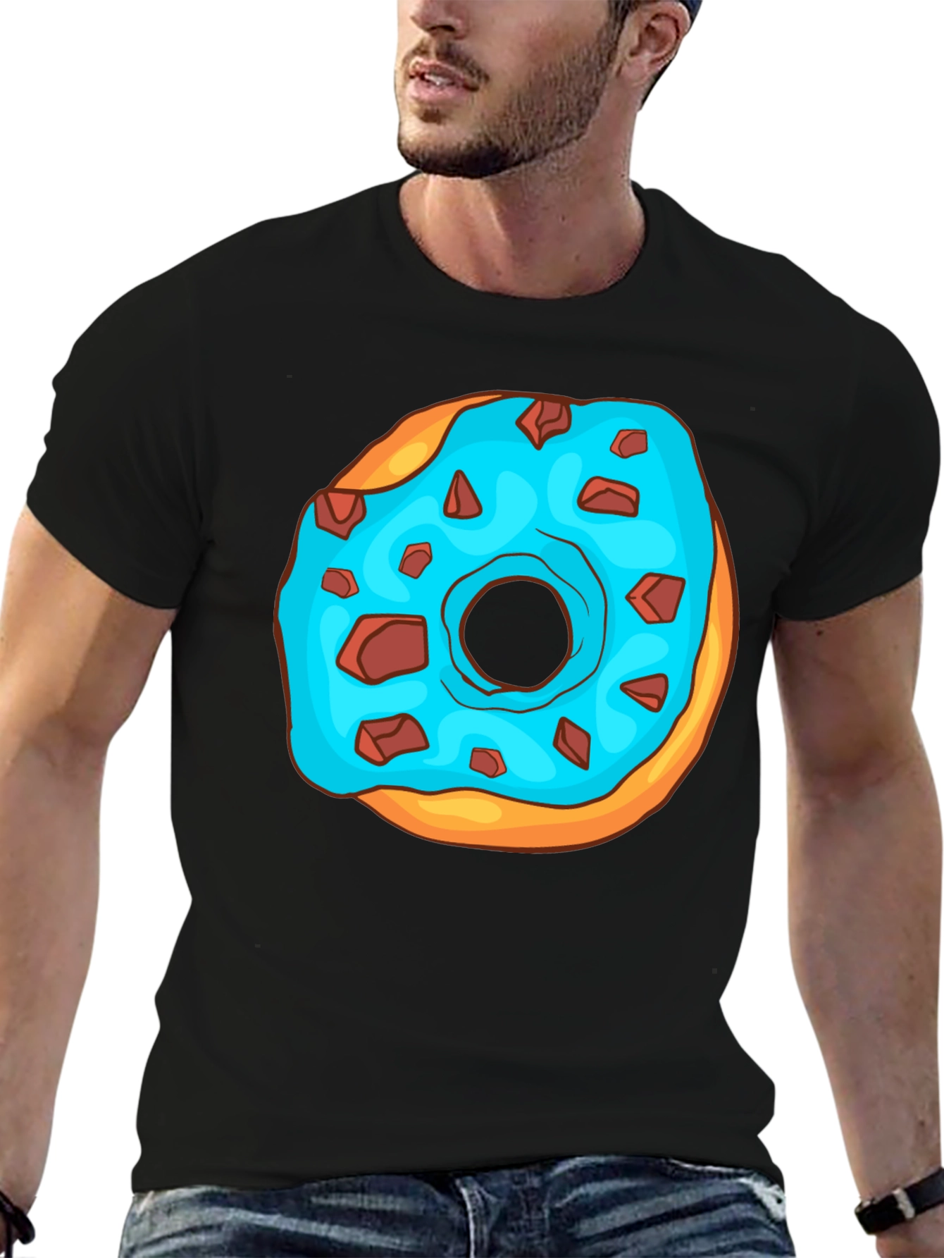 Black Donut Graphic T-Shirt - Funny Cartoon Design view 6