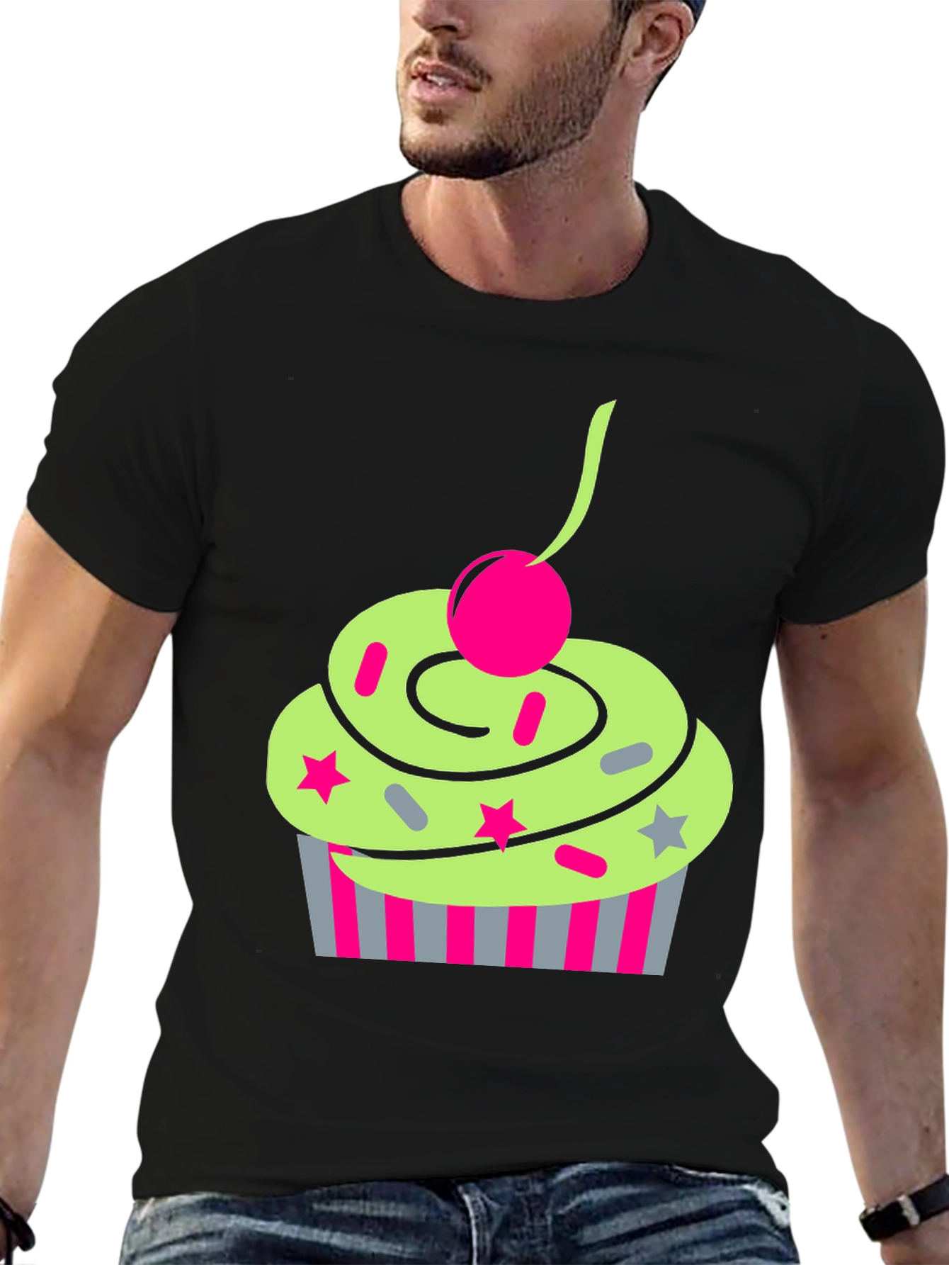 Black Funky Cupcake Graphic Tee - Quirky Style view 6