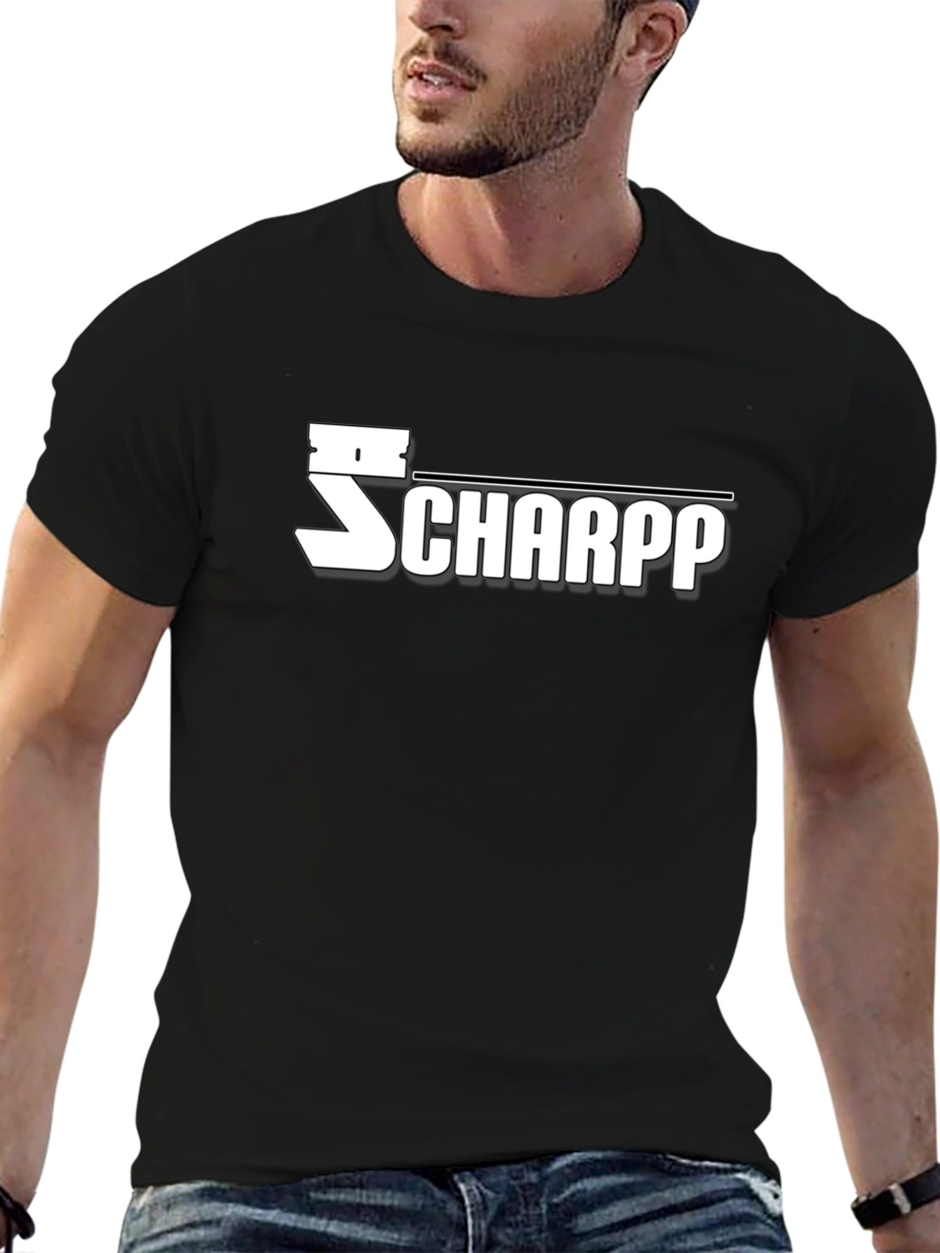 Black SCHAPP Graphic T-Shirt - Bold Design, Casual Wear view 6