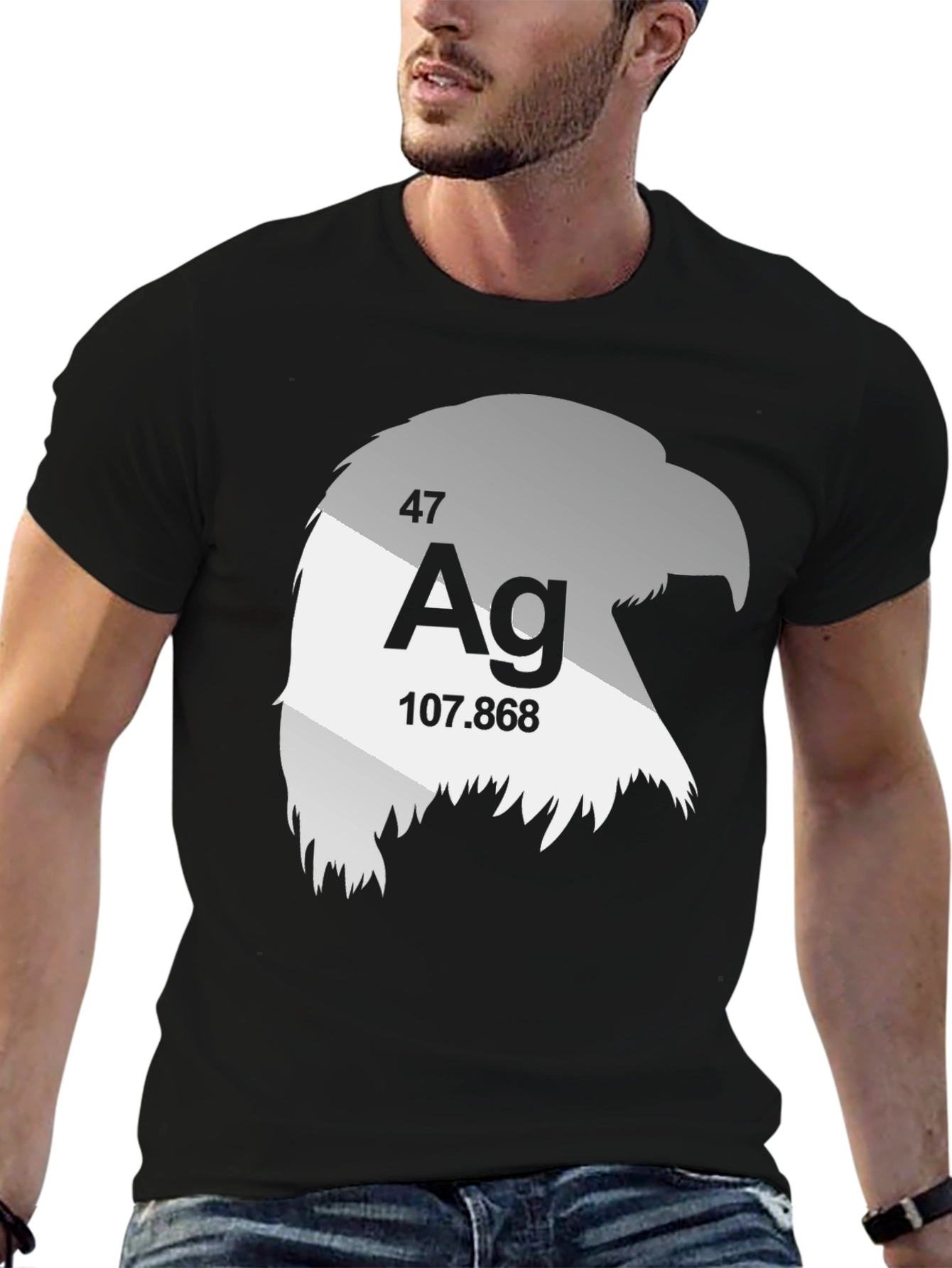 Black Silver Eagle Tee - Men's Science Inspired Graphic T-Shirt view 6
