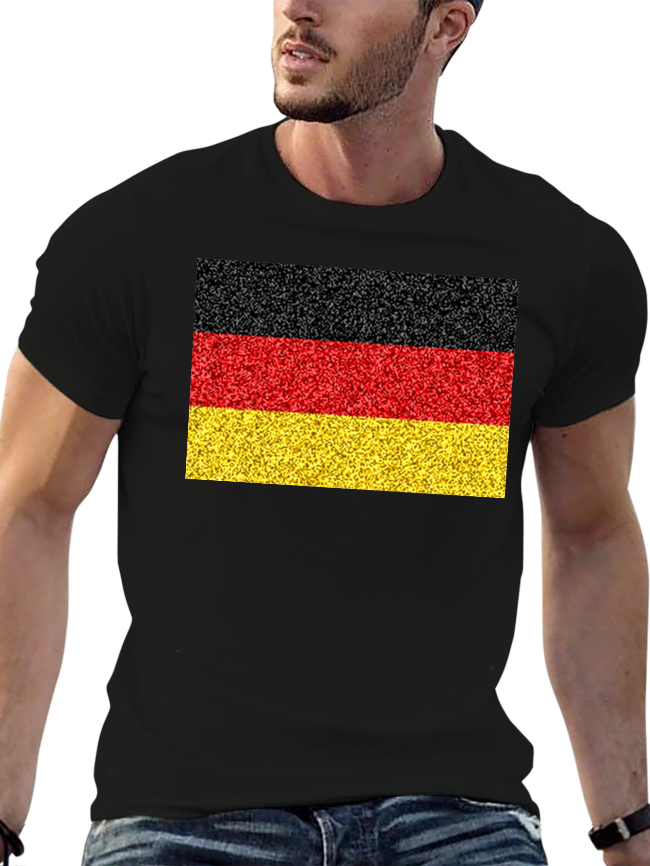 Black German Flag T-Shirt - Black Cotton Tee view 6