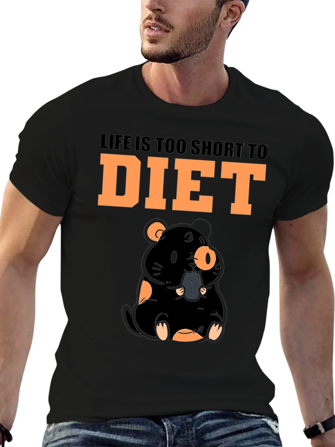Black Life is Too Short to Diet T-Shirt Funny Foodie Tee view 6