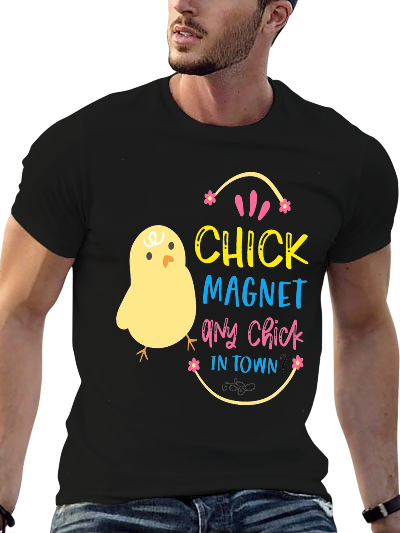 Black Chick Magnet T-Shirt - Easter Fun Apparel view 6