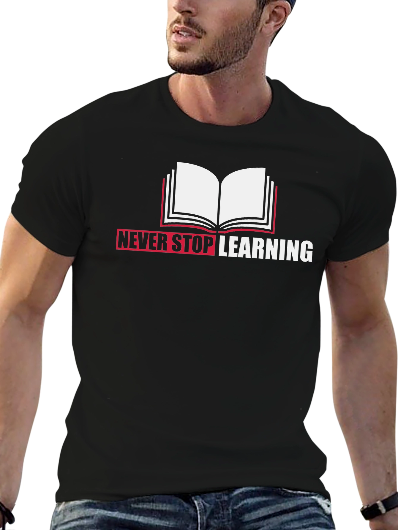 Black Never Stop Learning Graphic Tee view 6