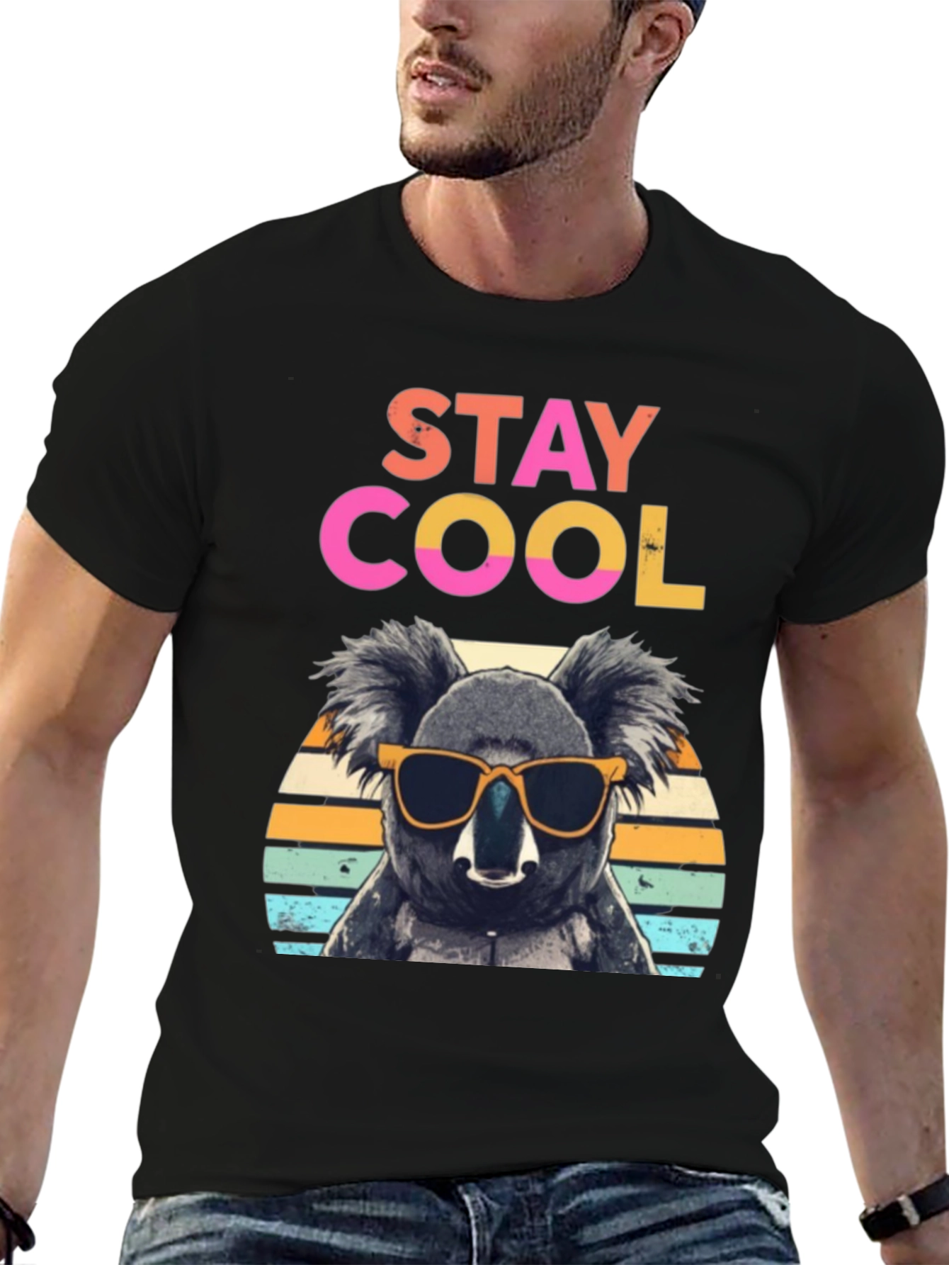 Black Stay Cool Koala Graphic Tee - Trendy Comfort view 6