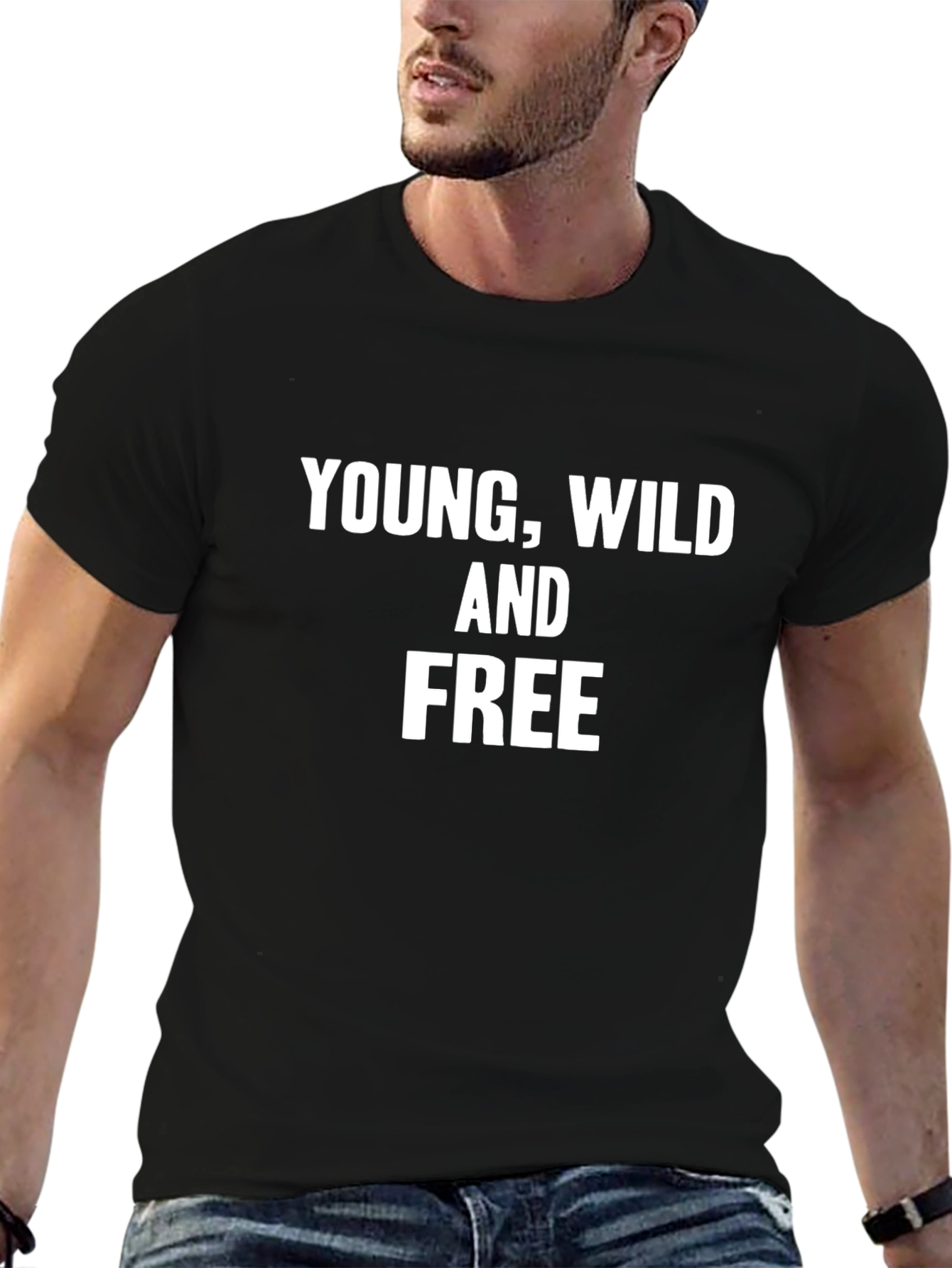 Black Young Wild and Free Graphic Tee view 6