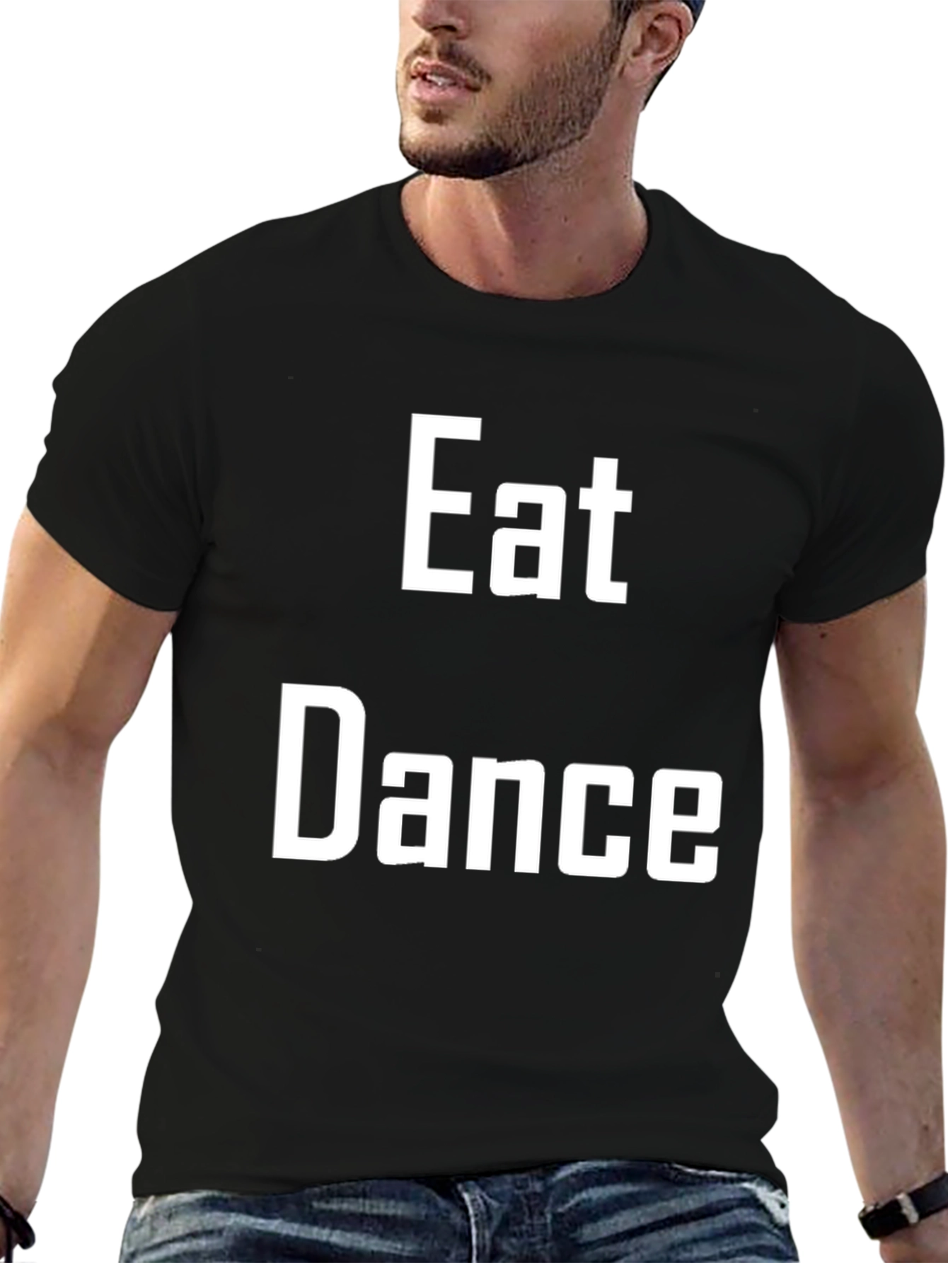 Black Eat Dance T-Shirt: Black Cotton Blend Tee view 6