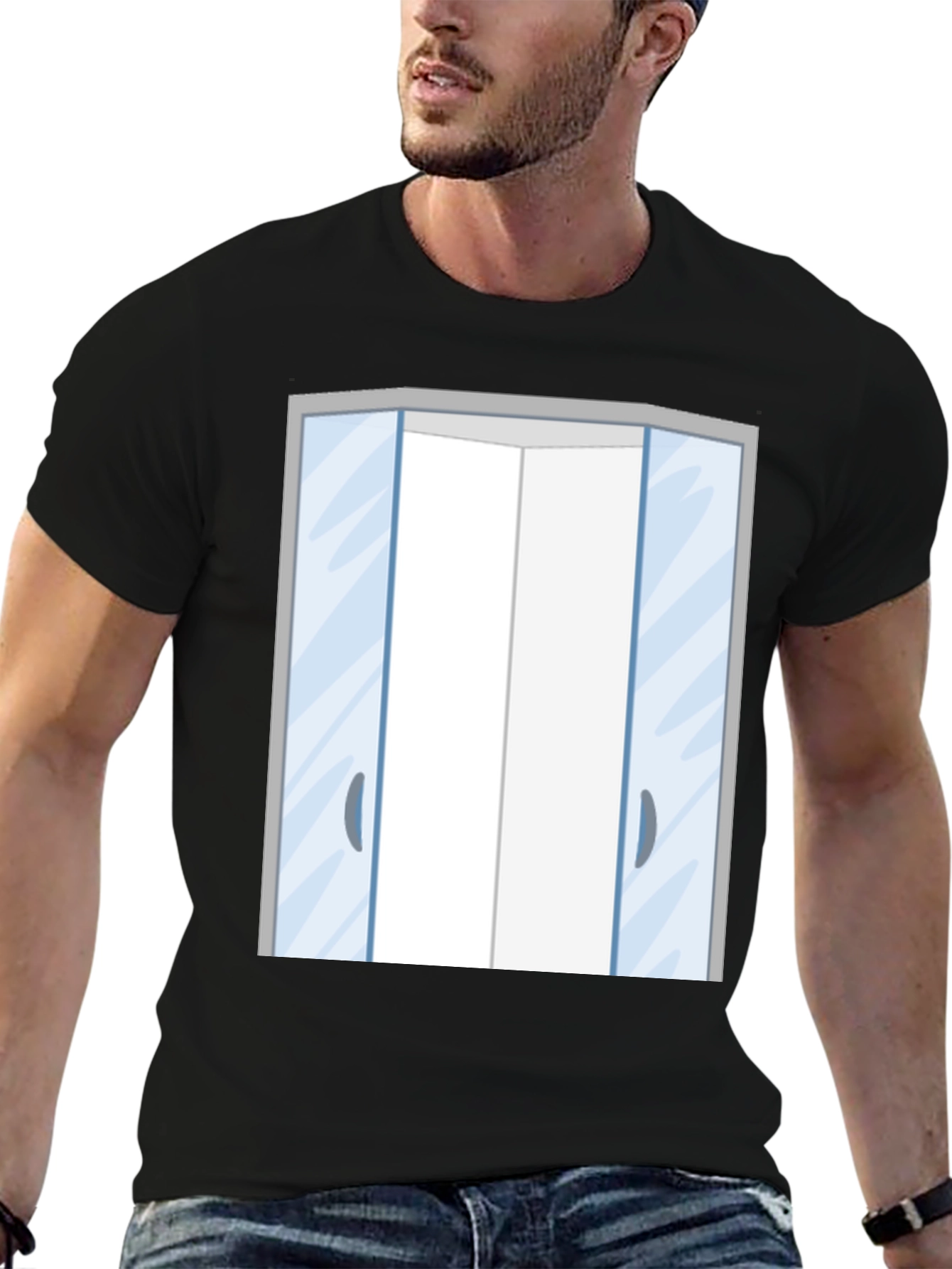 Black Elevator Doors Graphic T-Shirt - Black view 6