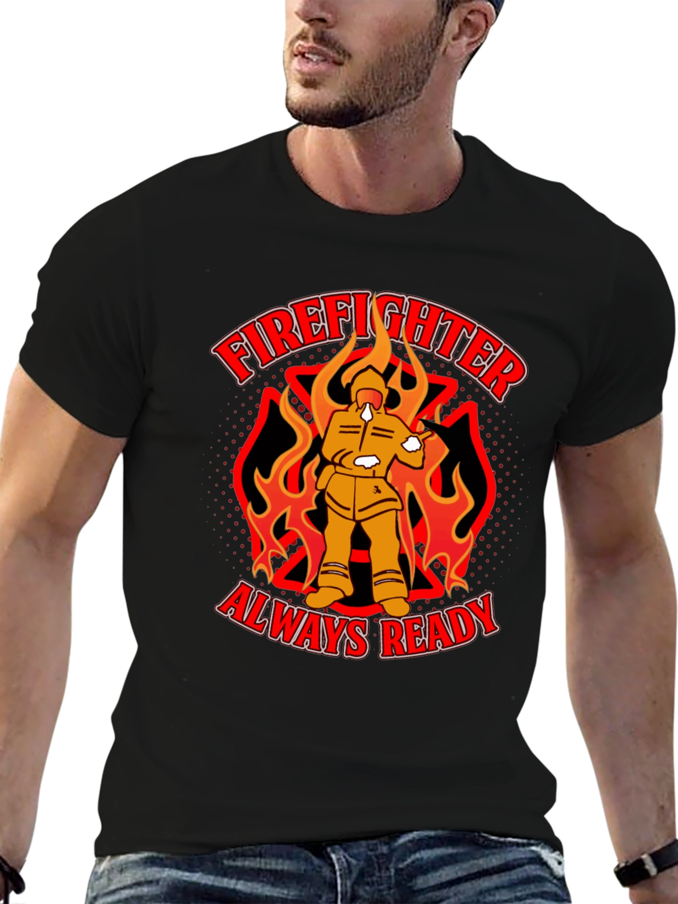 Black Firefighter Always Ready Graphic T-Shirt view 6