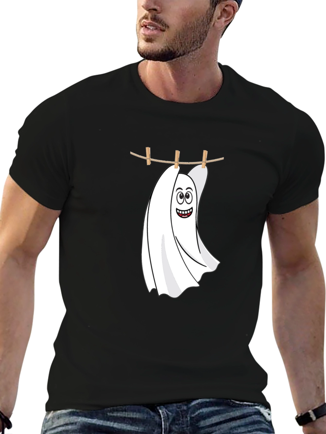 Black Funny Ghost Laundry T-Shirt - Spooky & Stylish view 6